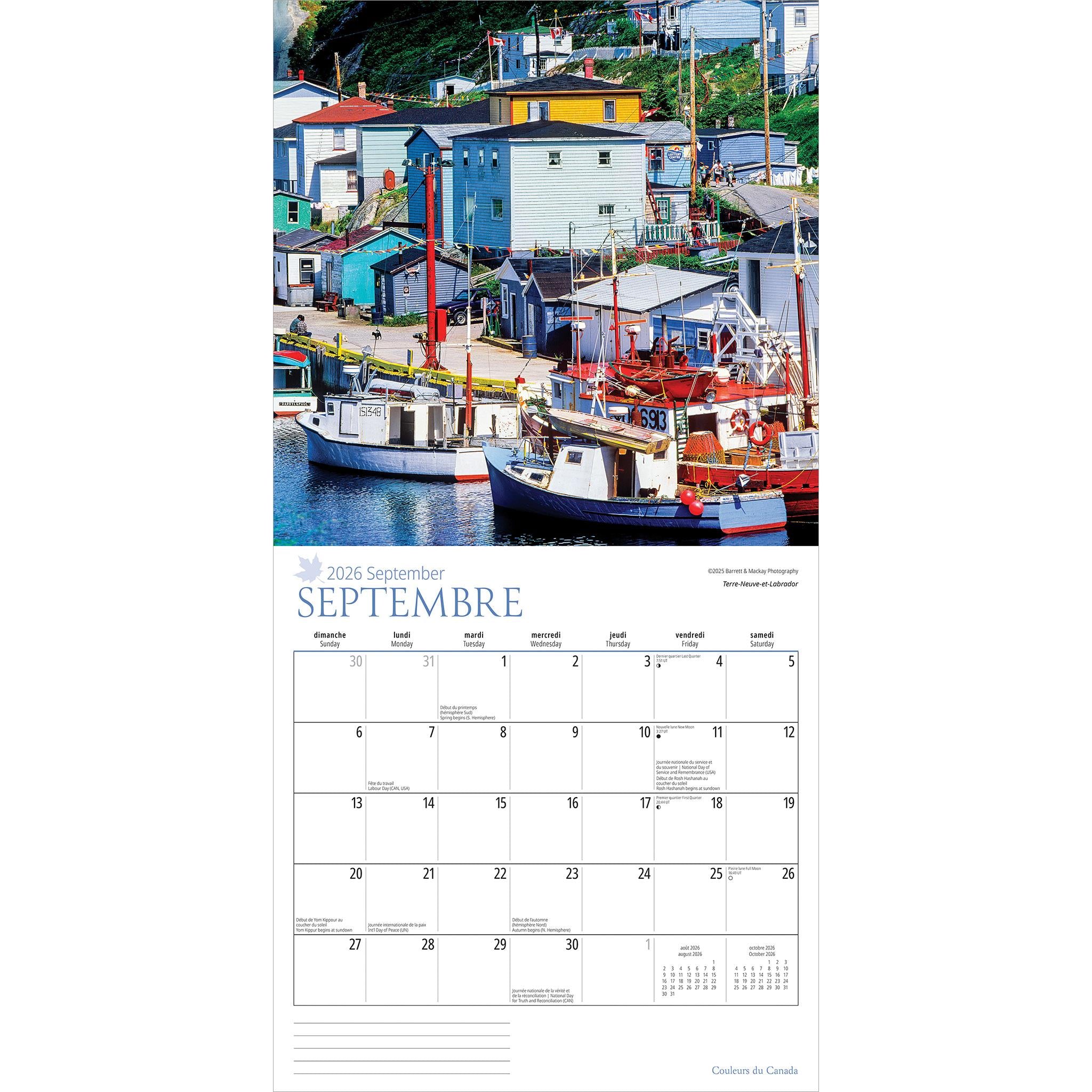 Calendrier mural Couleurs du Canada 2026 - Disponible en ligne seulement (français)