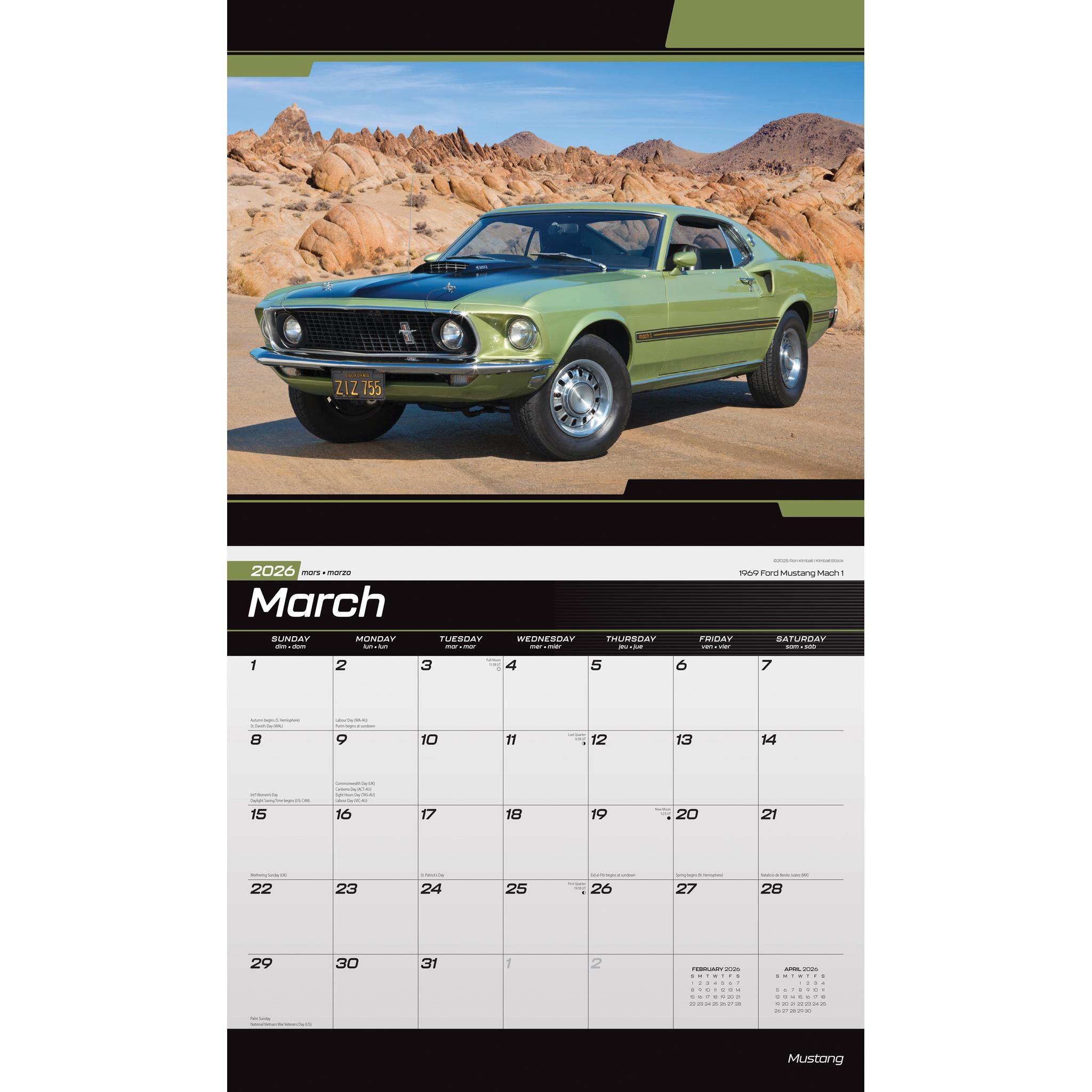 Calendrier mural Mustang 2026