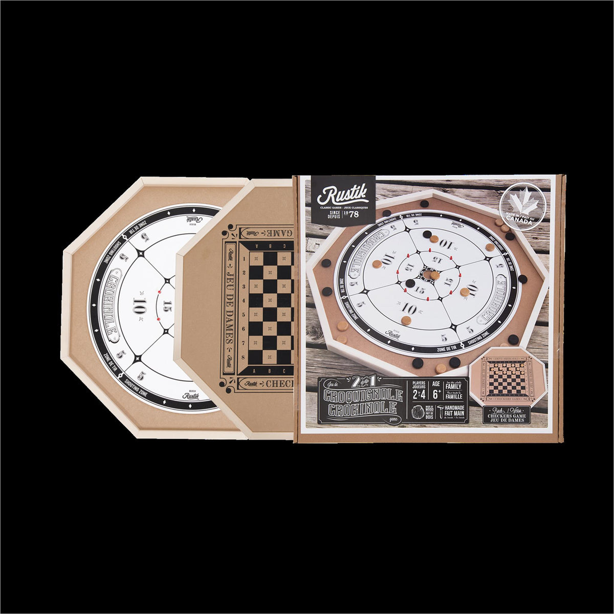 Deluxe Crokinole 3 in 1 Crokinole / Chess / Checkers