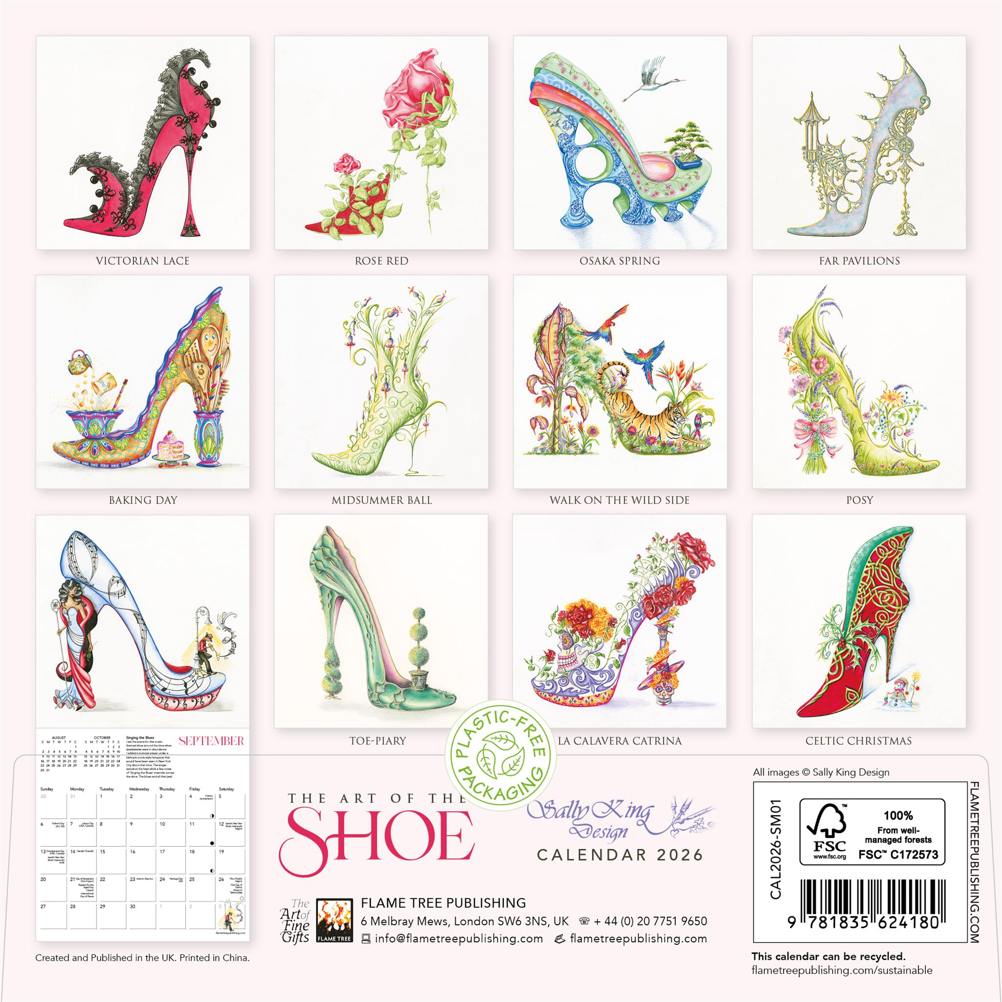 L'Art de la Chaussure par Sally King Design - Mini-calendrier 2026 - Disponible uniquement en ligne