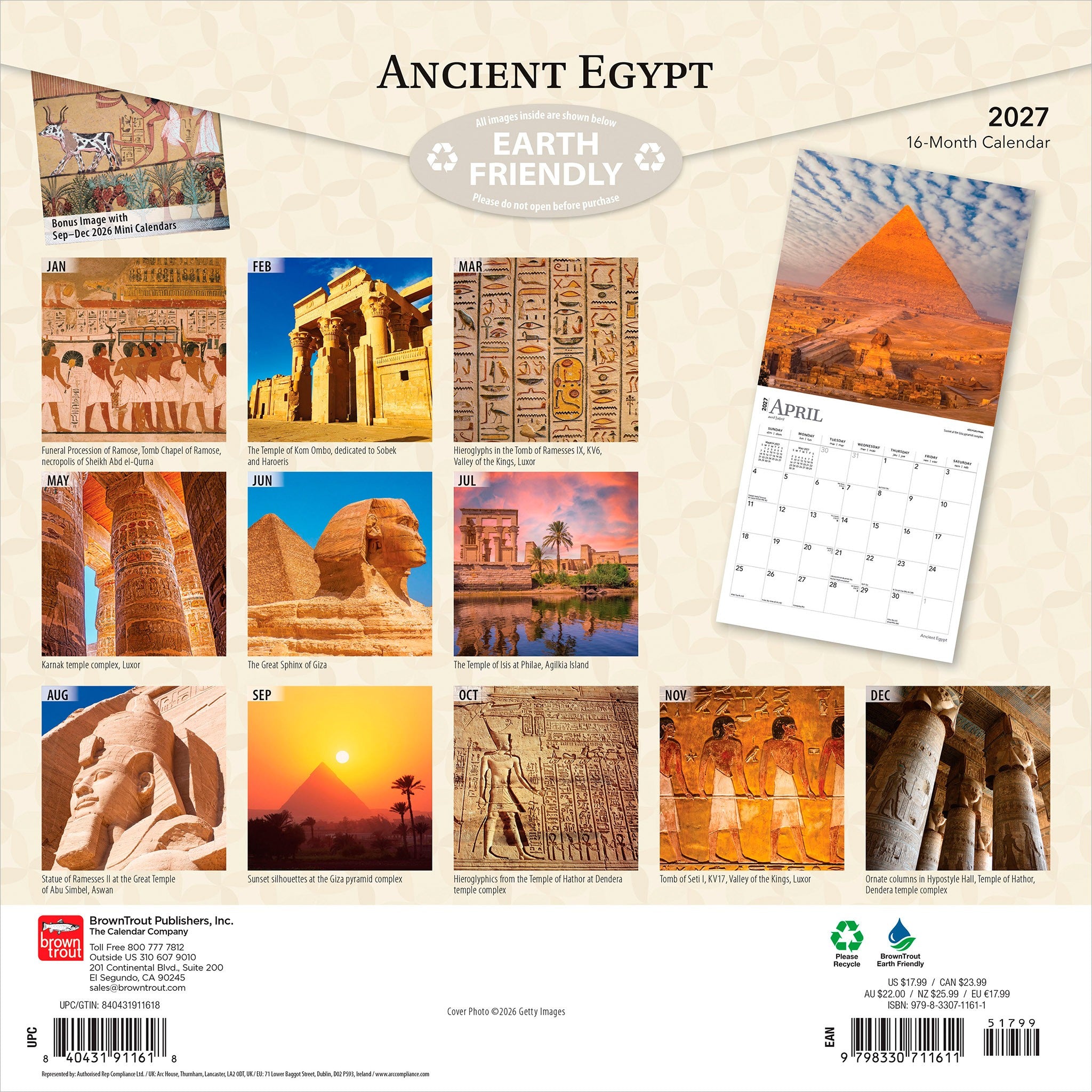 Ancient Egypt 2027 Wall Calendar - Online Only
