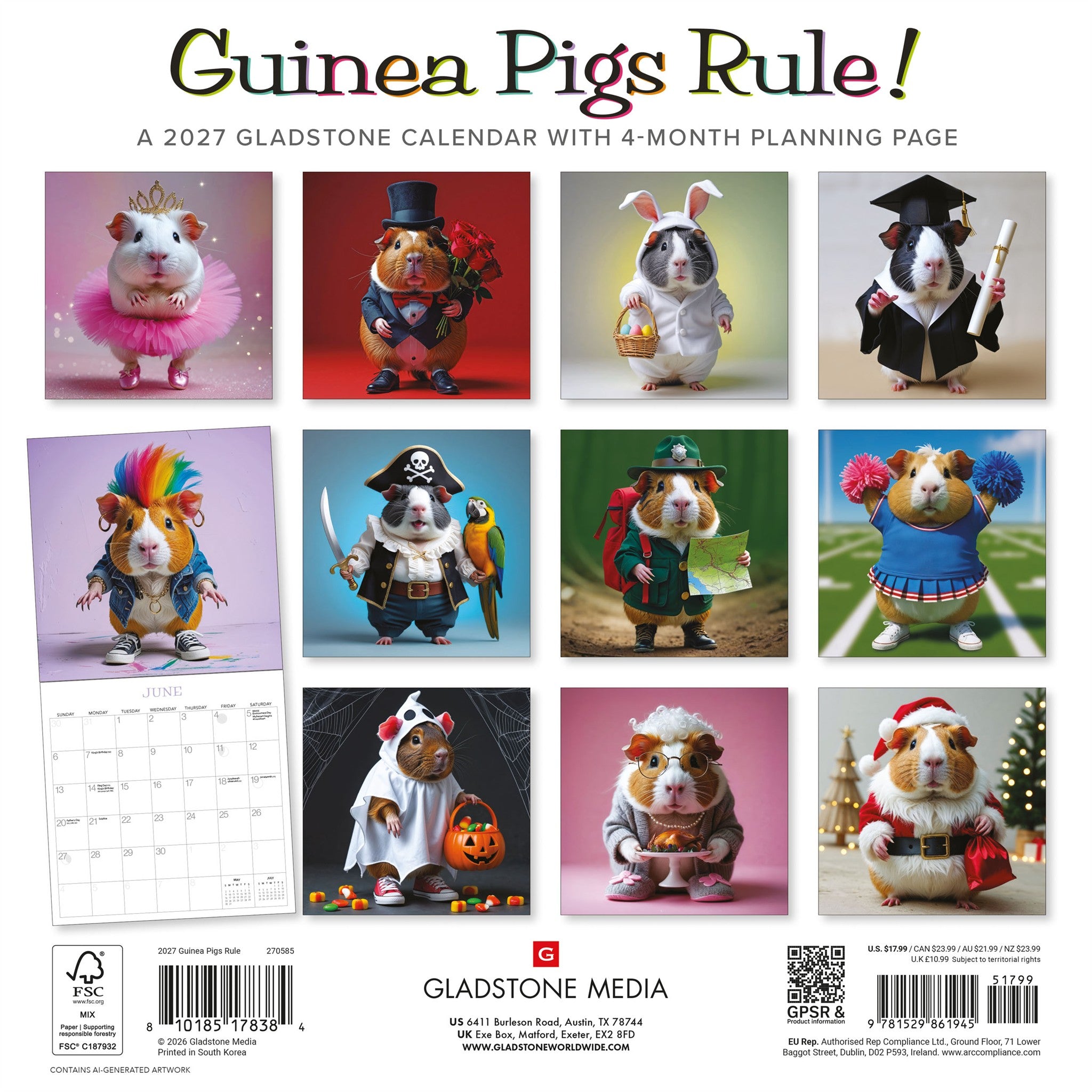 Les Cochons d'Inde, C'est Super ! Calendrier mural 2027