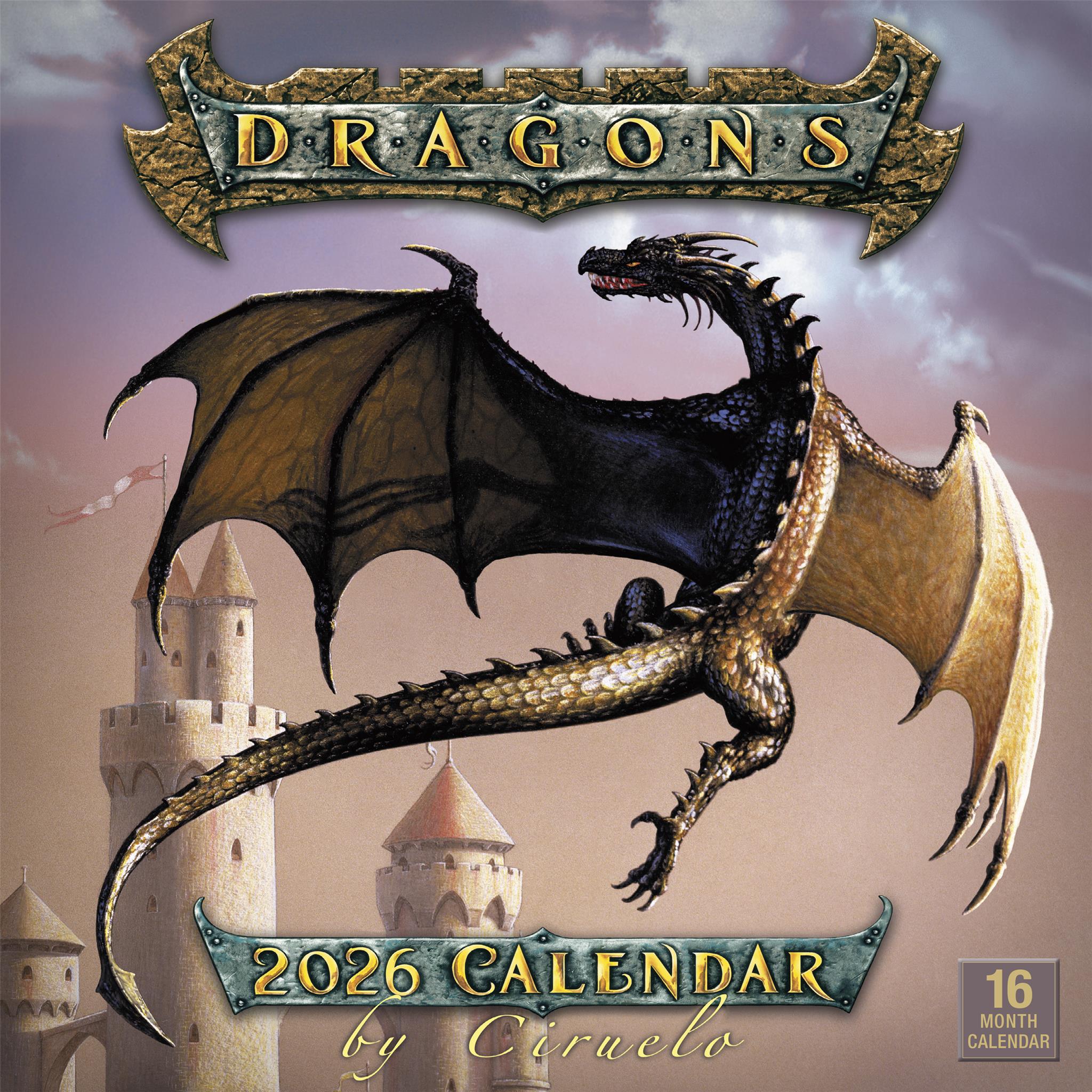 Calendrier mural Dragons par Ciruelo 2026 - Disponible uniquement en ligne