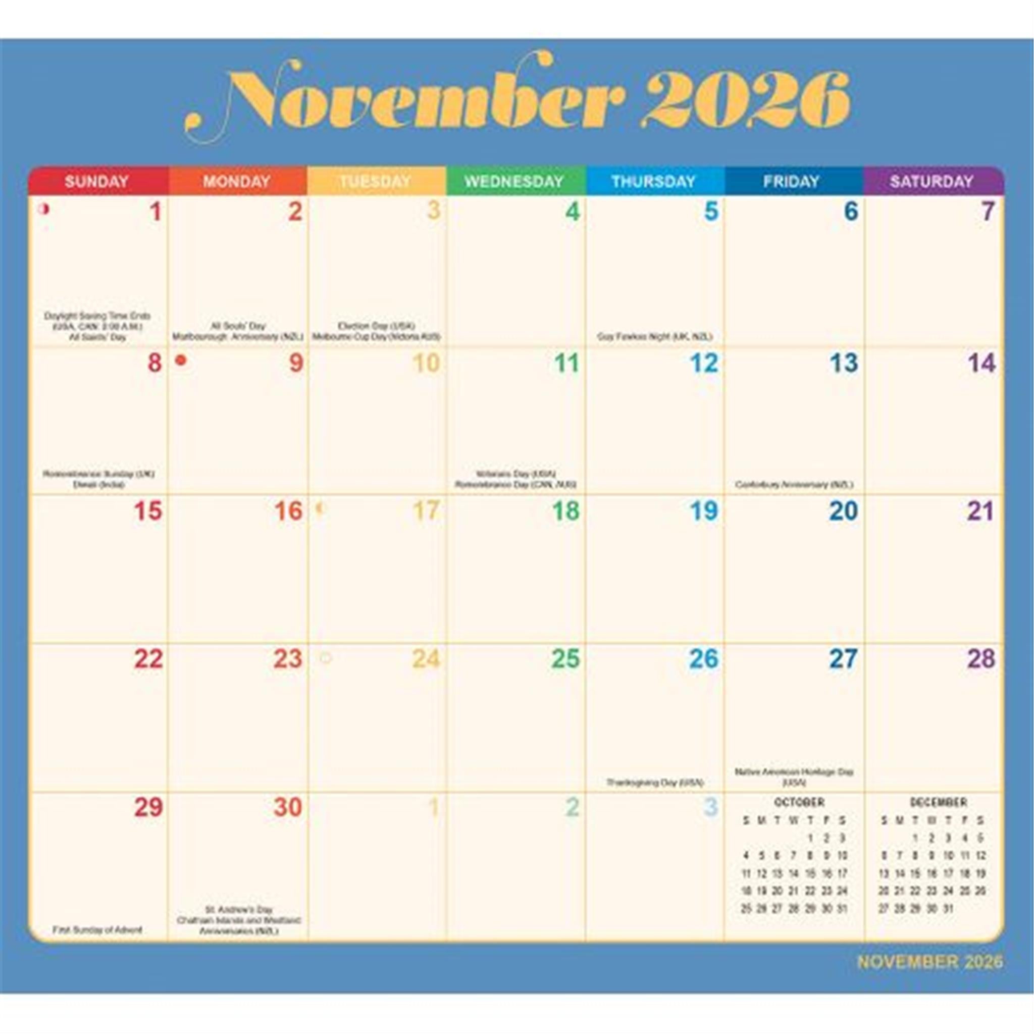 Calendrier mural exclusif Rainbow Jumbo Magic Grip 2025-2026