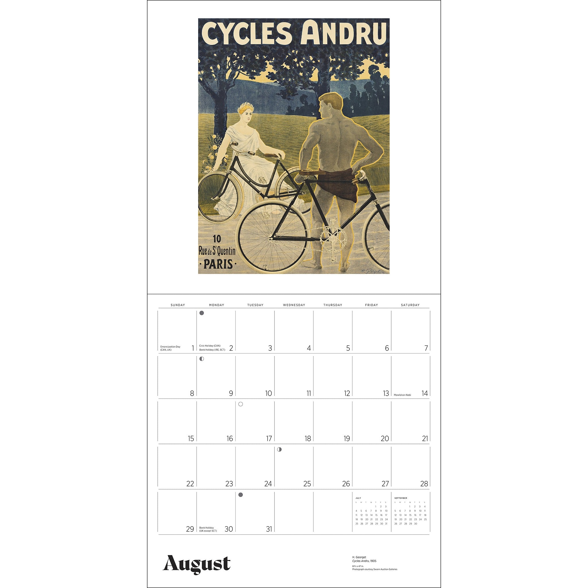 Calendrier mural 2027 Bicyclettes Affiches vintage - En ligne seulement
