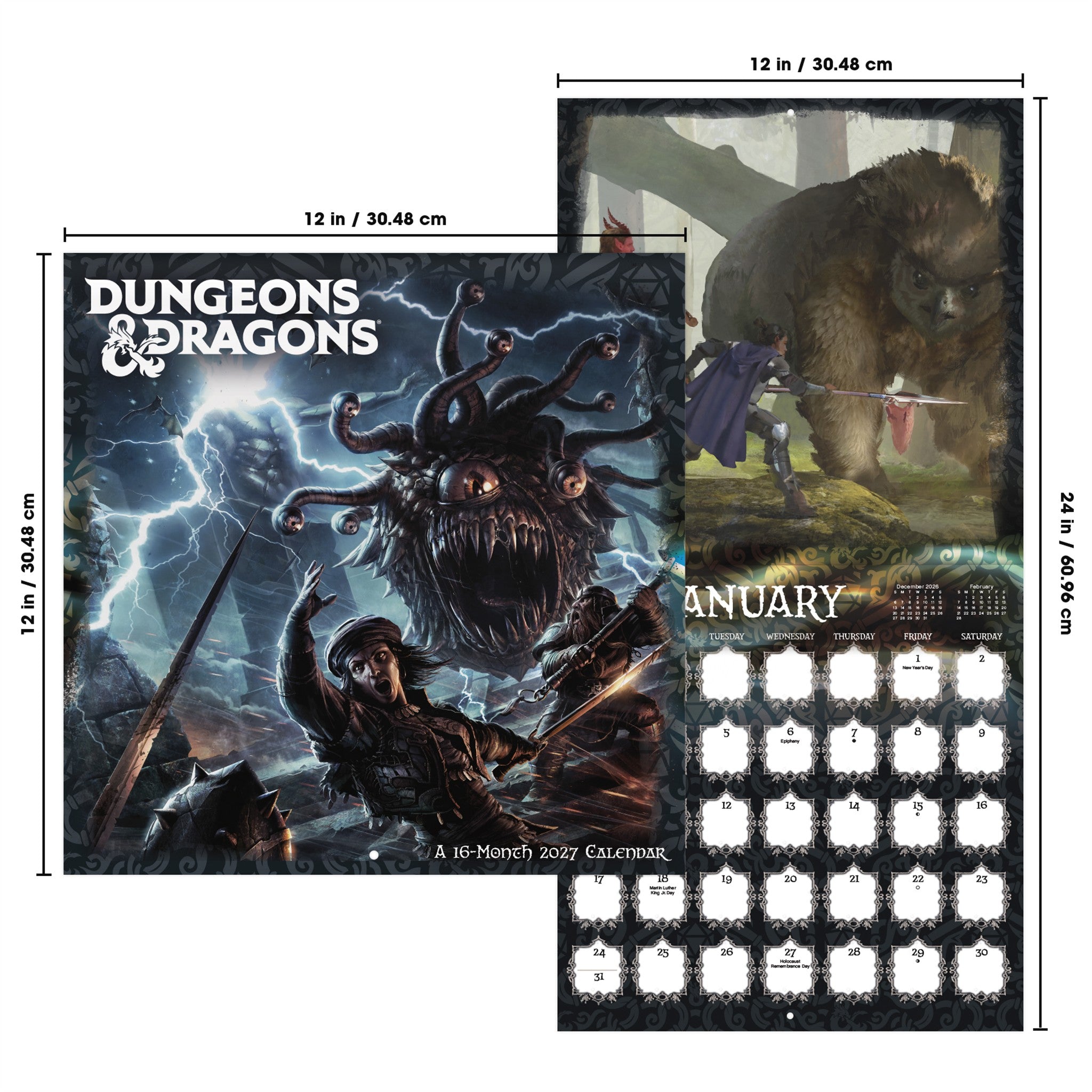Calendrier mural Donjons et Dragons Classique 2027 - En ligne uniquement