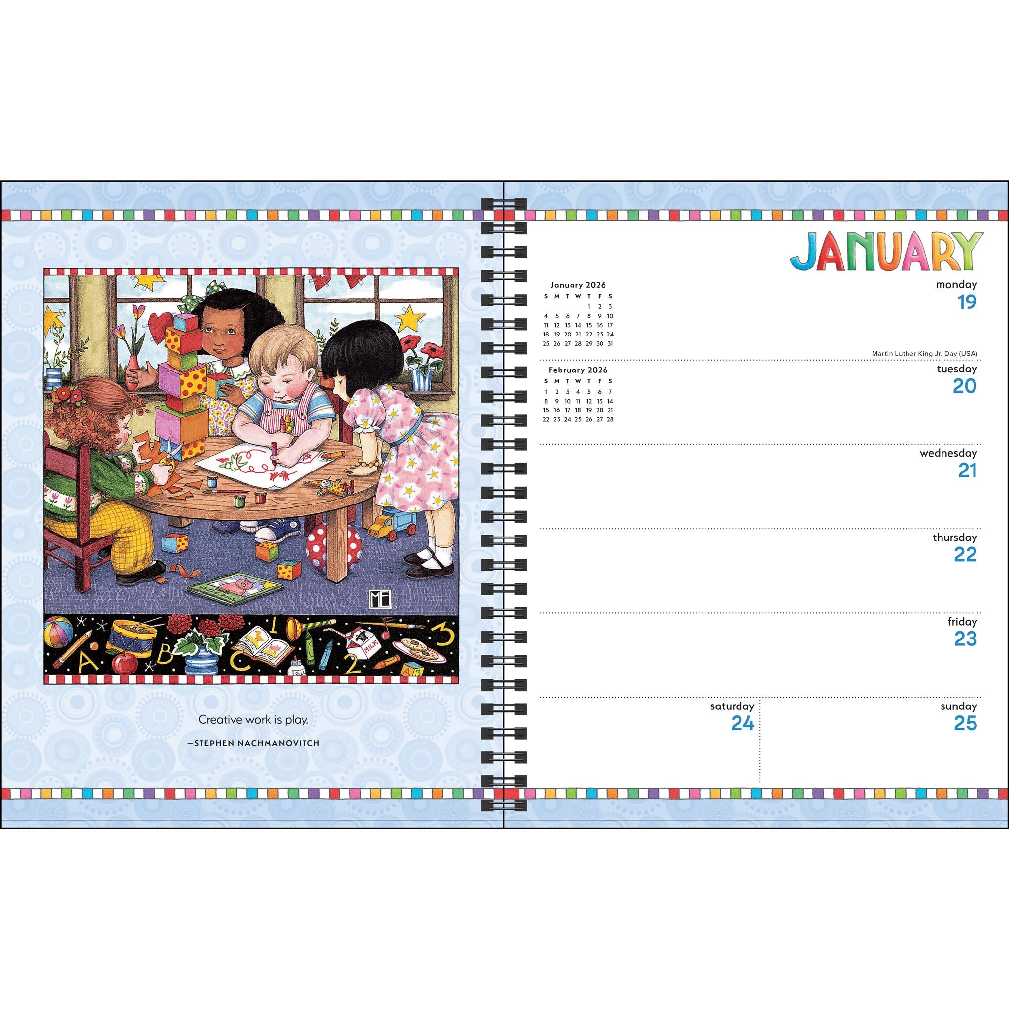 Calendrier des fiançailles 2026 de Mary Engelbreits « You Are A Work Of Art »