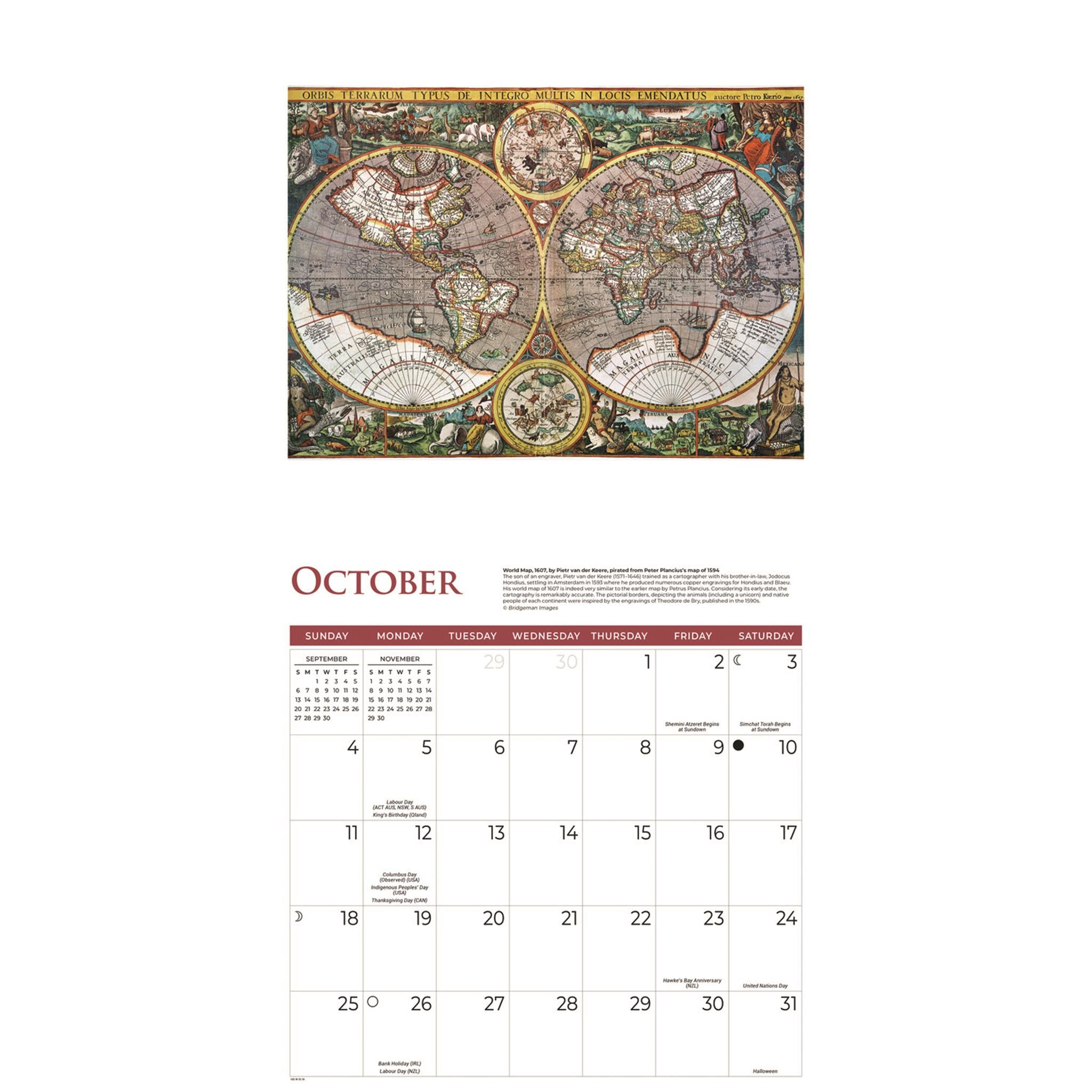Calendrier mural Cartes anciennes 2026