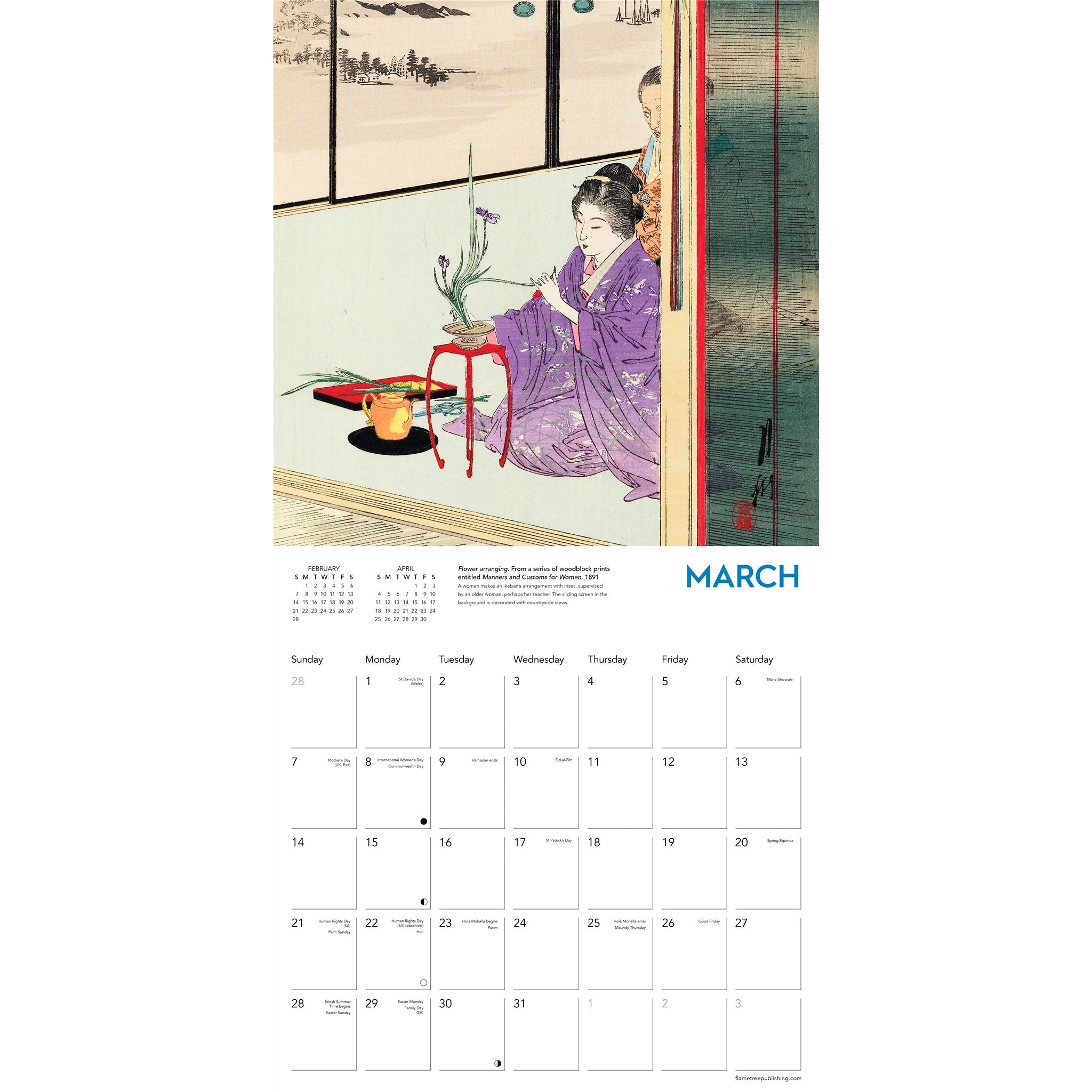 Japanese Art by Ogata Gekko Ashmolean Museum 2027 Wall Calendar