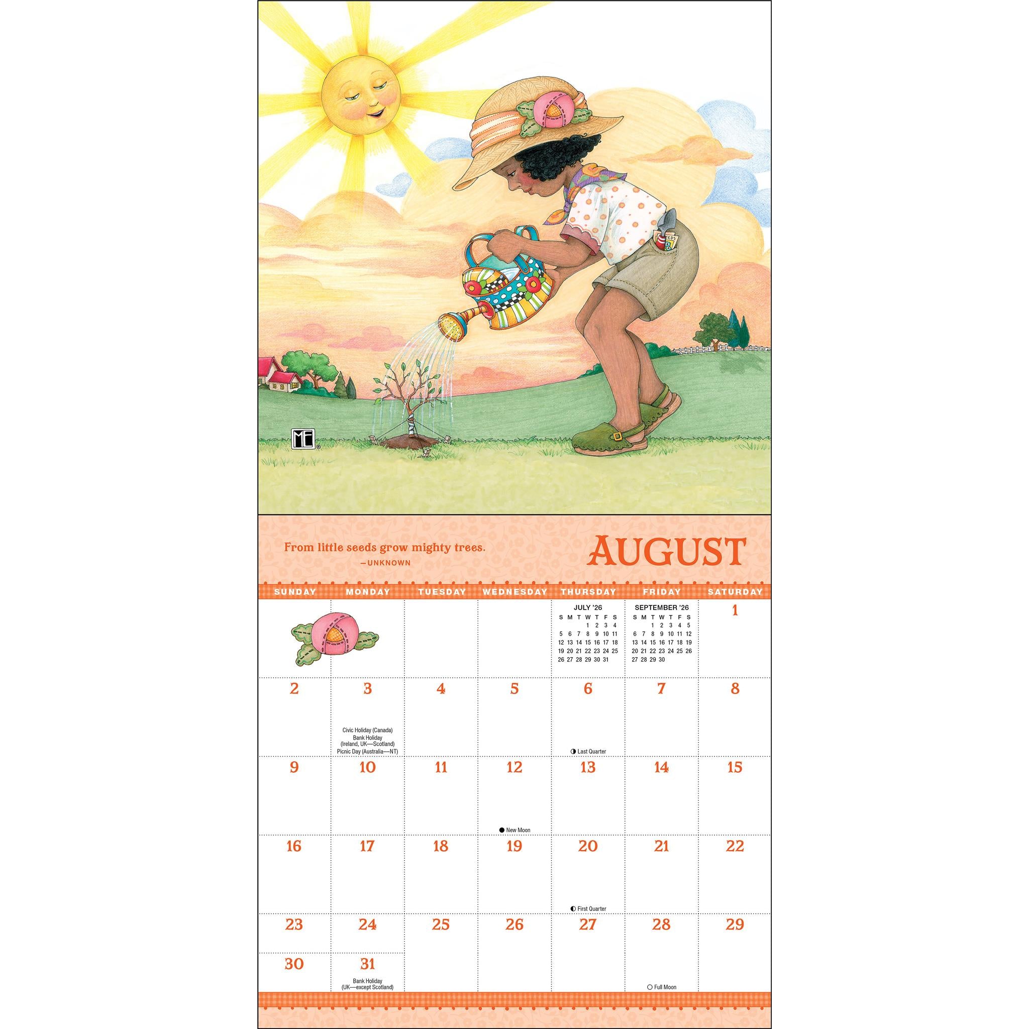 Calendrier miniature 2026 « Grandir au fil du courant » de Mary Engelbreits - Disponible uniquement en ligne