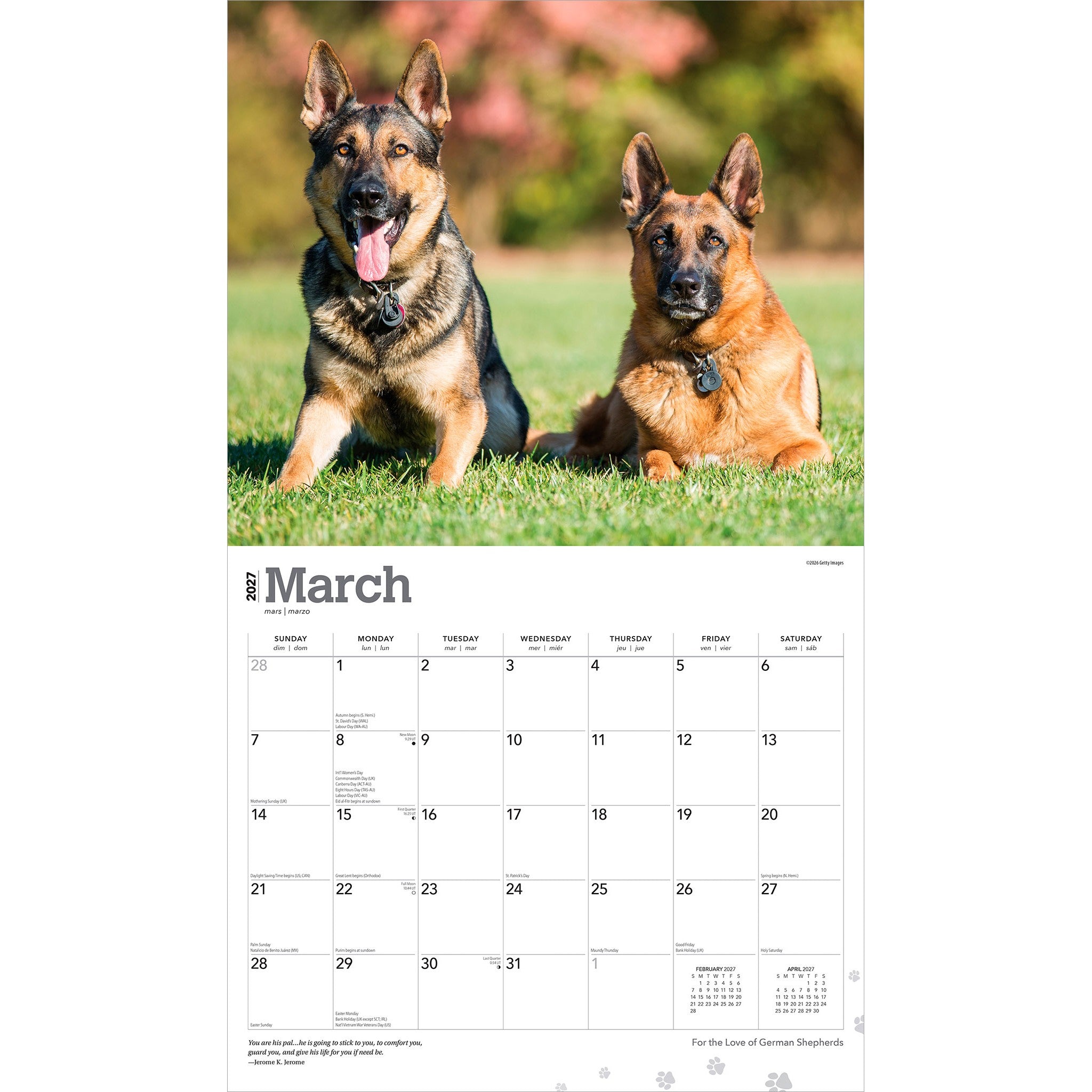 For the Love of German Shepherds 2027 Wall Calendar