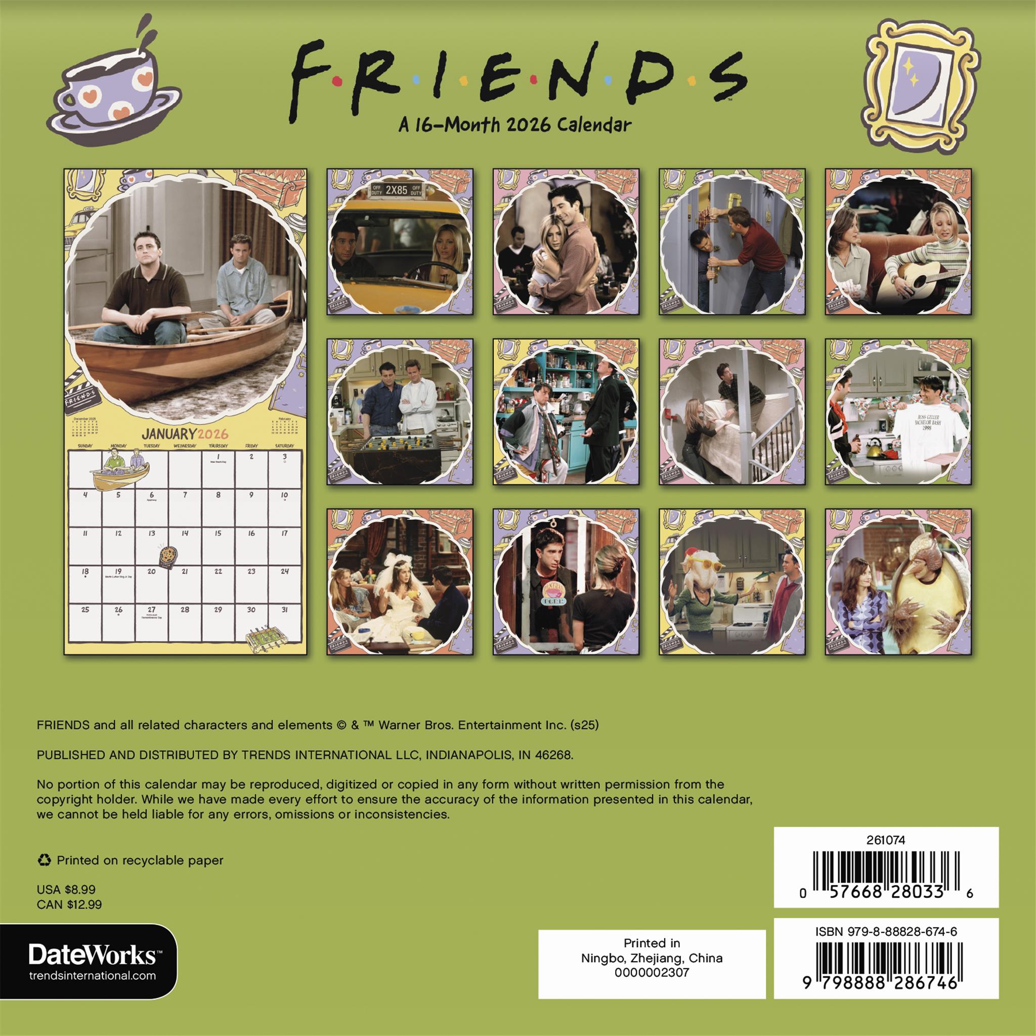 Mini calendrier Friends 2026