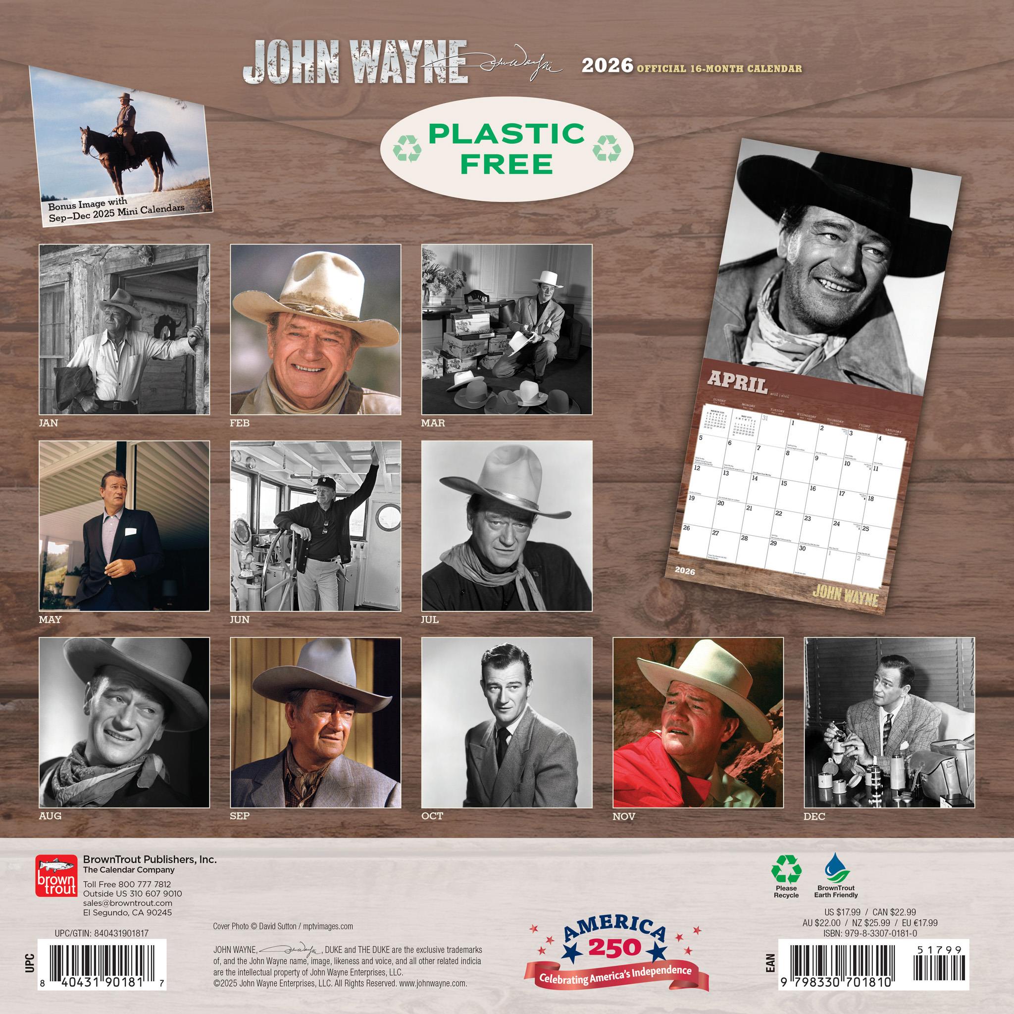 Calendrier mural John Wayne 2026