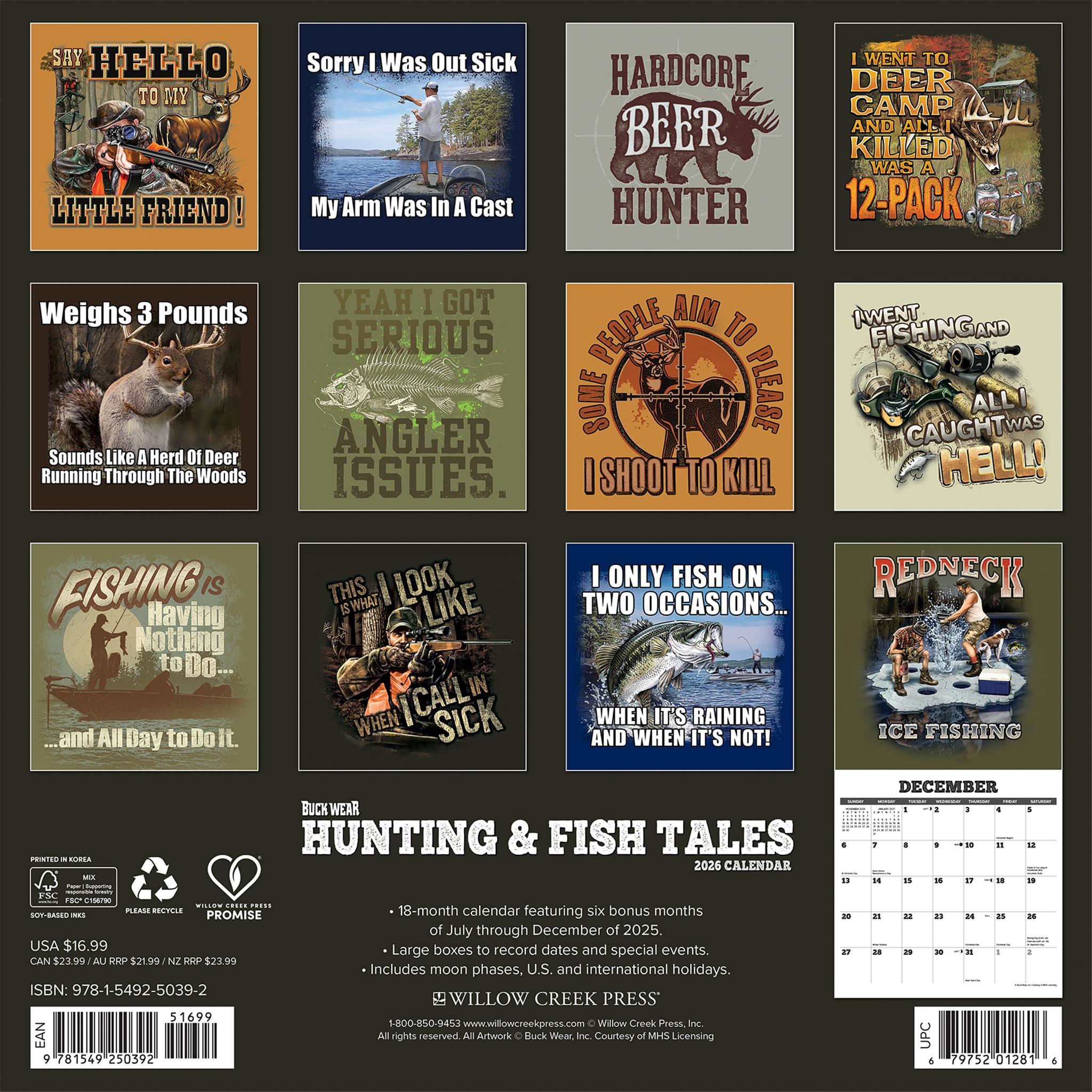 Calendrier mural Buck Wear Hunting And Fishing Tales 2026
