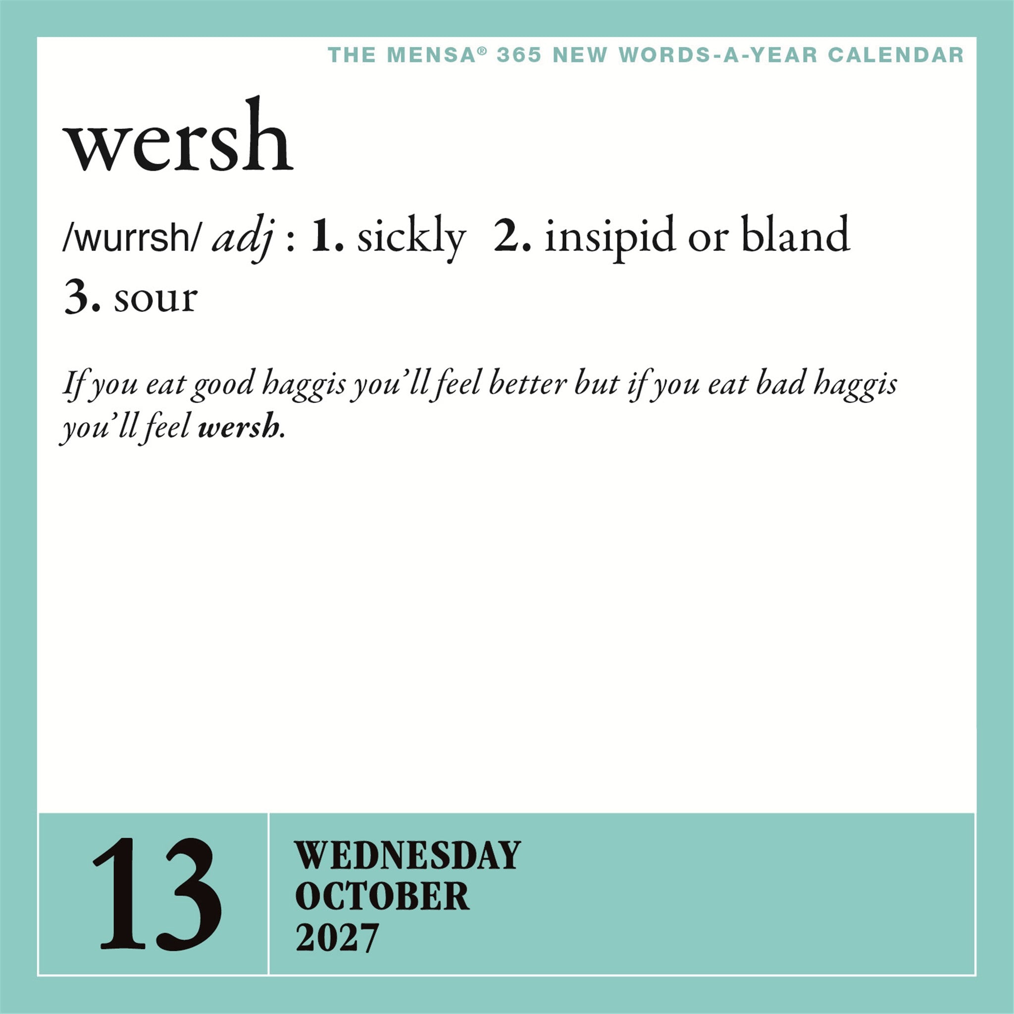 New Words Mensa 2027 Box Calendar