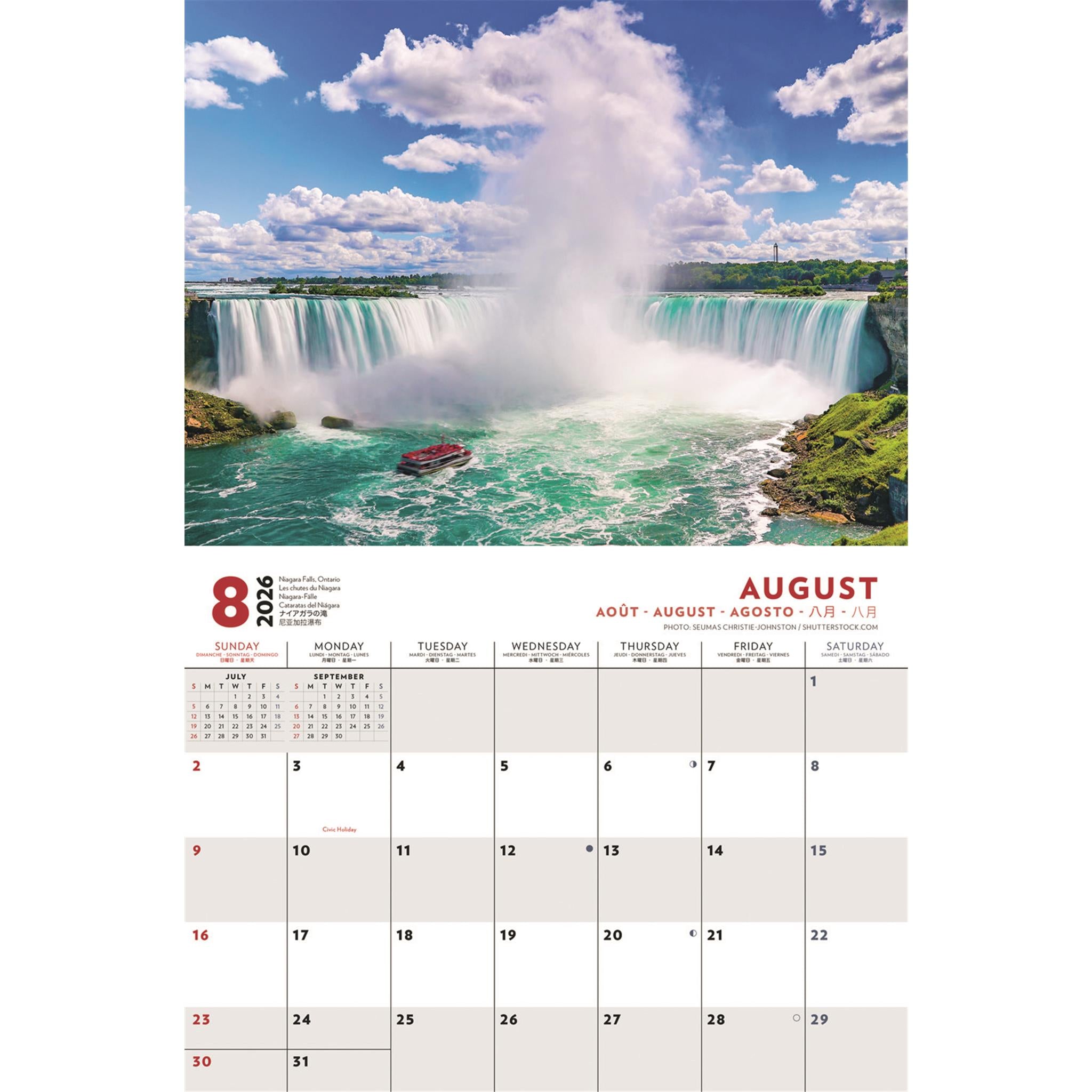 Calendrier mural multilingue du Canada 2026