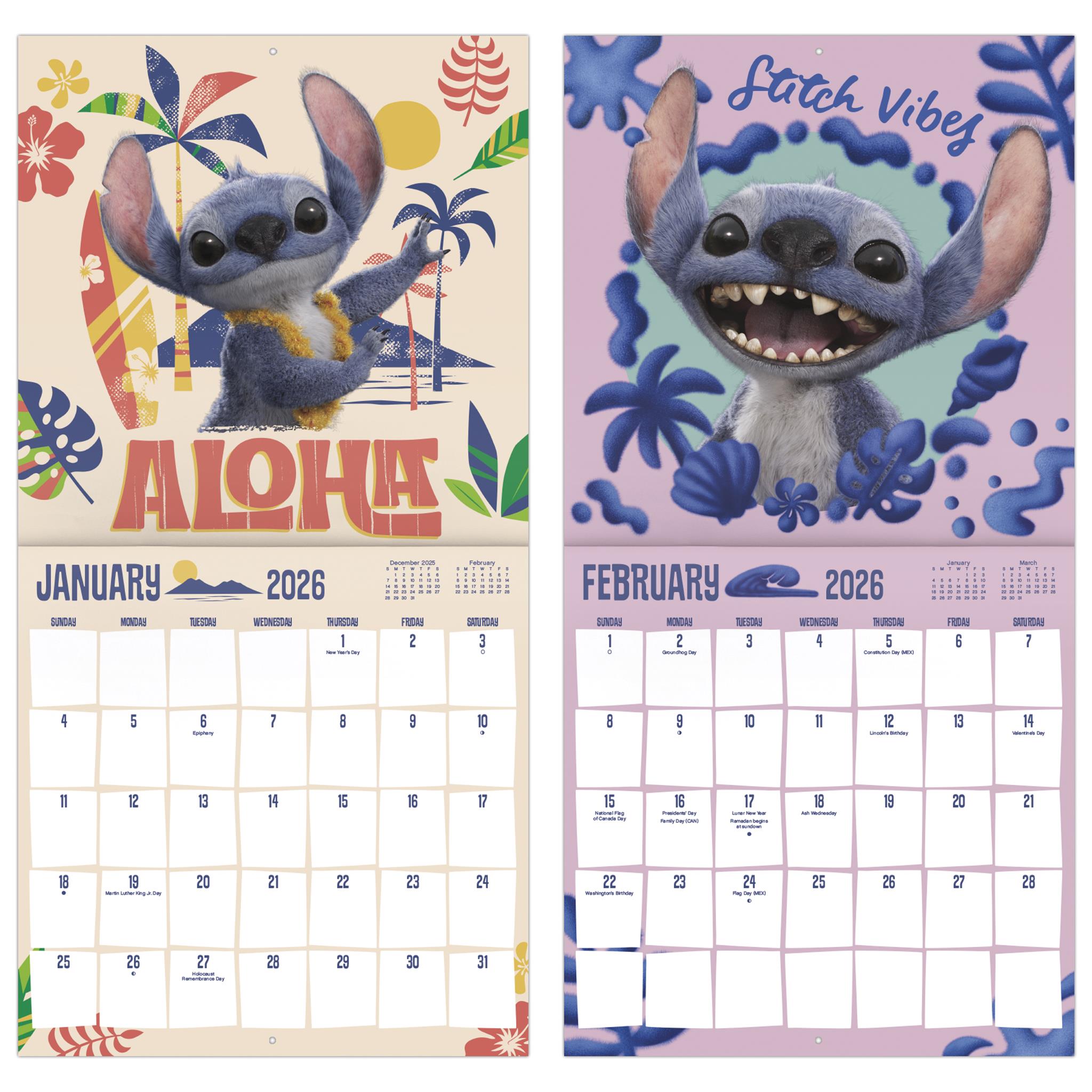 Calendrier mural Lilo et Stitch 2026 (film en prises de vues réelles) - Disponible uniquement en ligne