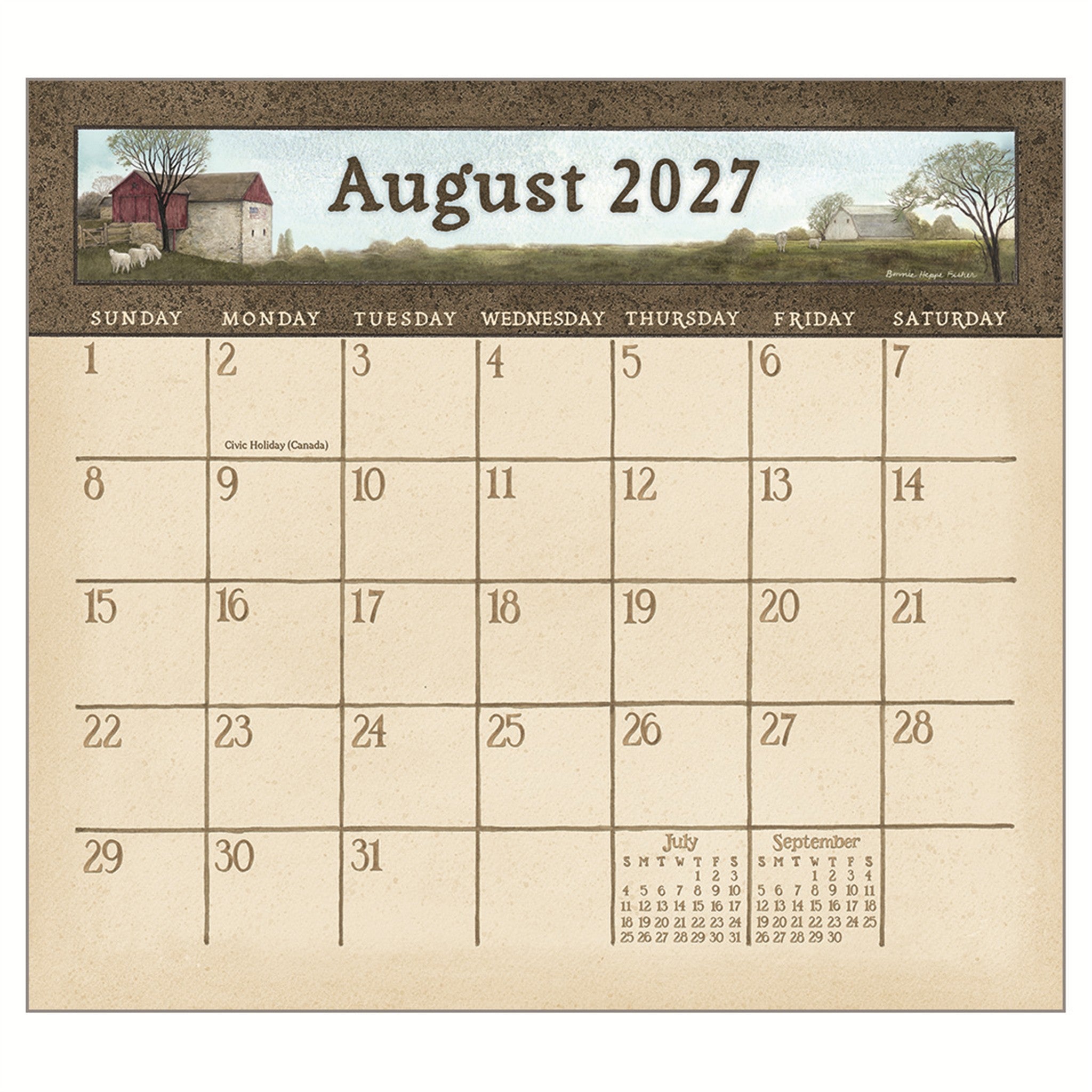 Calendrier mural Chemin de campagne 2027