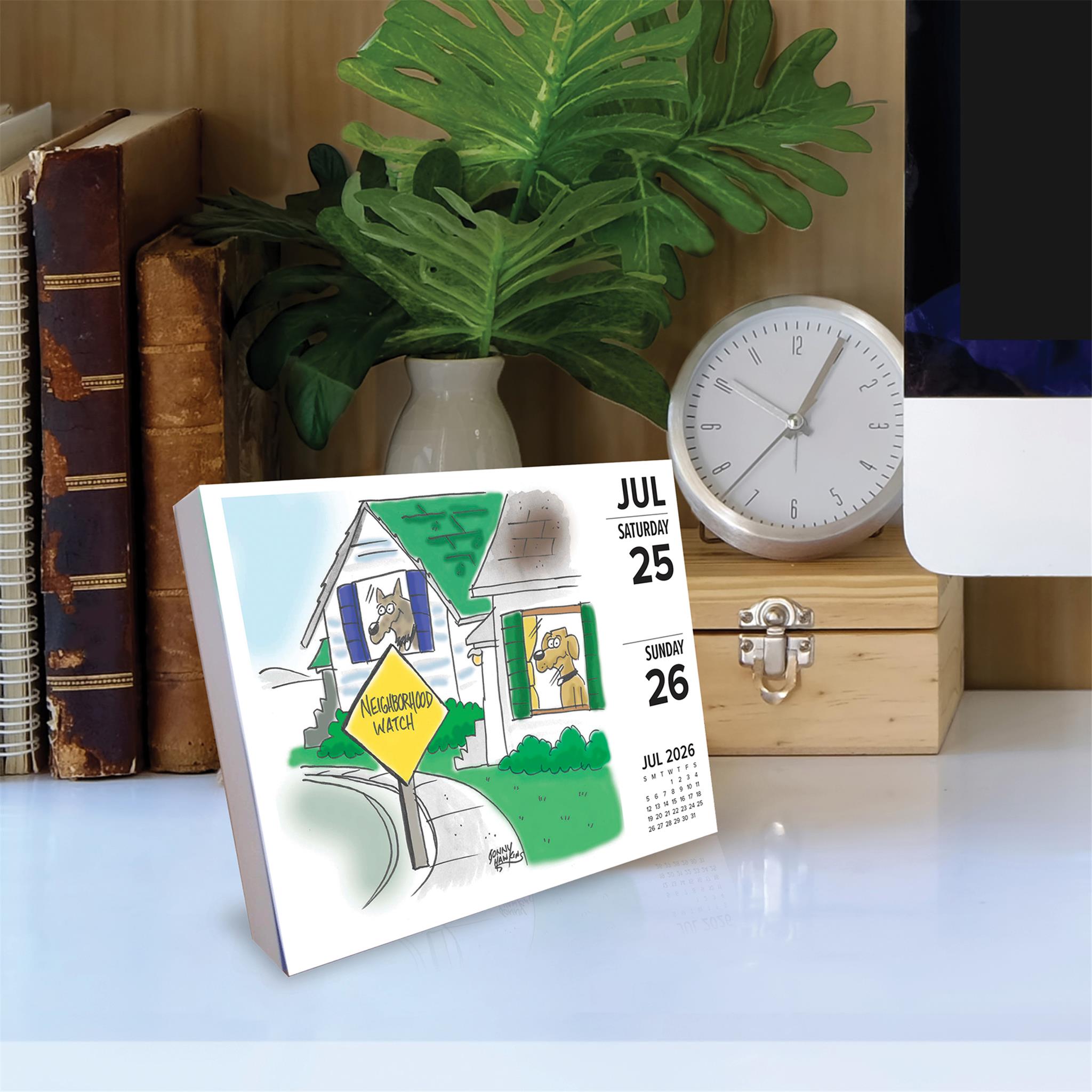 Calendrier 2026 avec un dessin de chien par jour, par Jonny Hawkins - Disponible uniquement en ligne