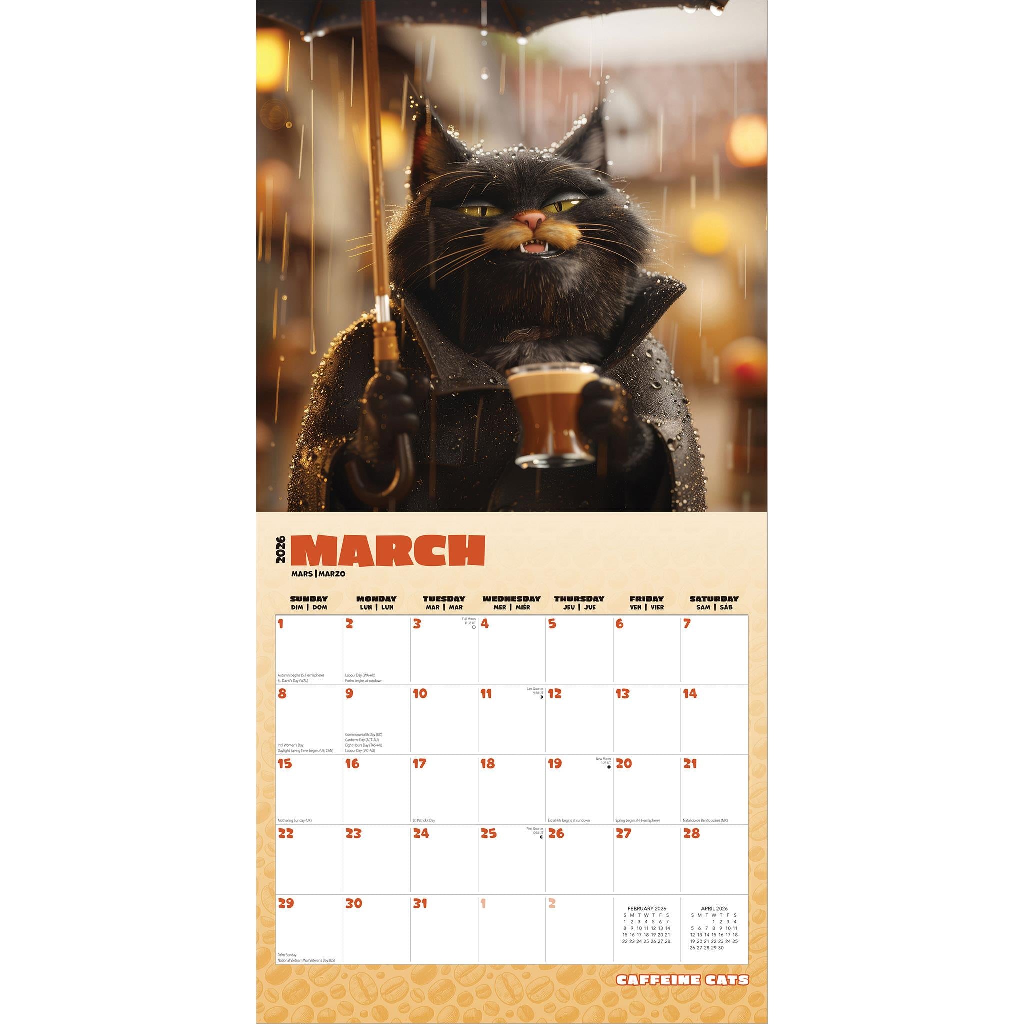 Calendrier mural Caffeine Cats 2026 - Disponible uniquement en ligne