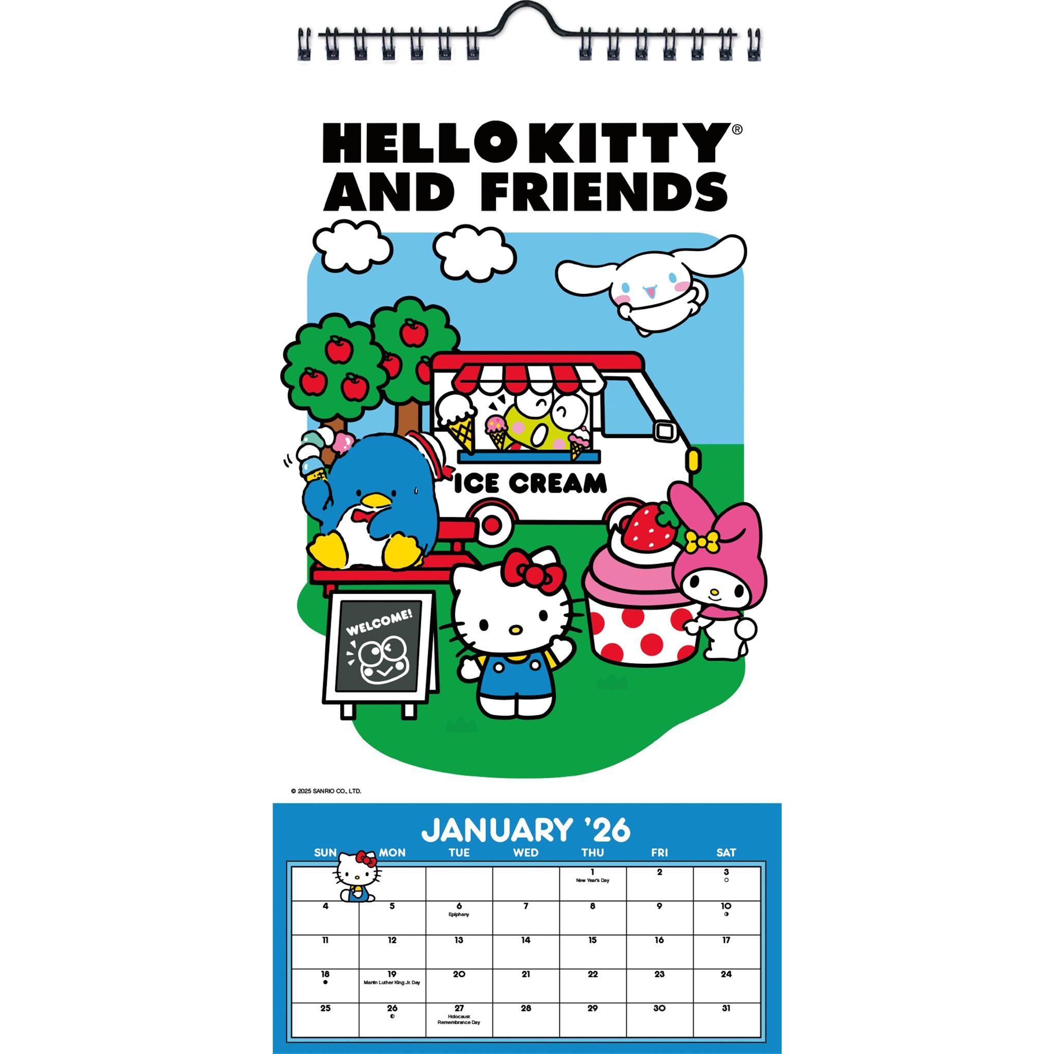 Calendrier mini-poster Hello Kitty et ses amis 2026