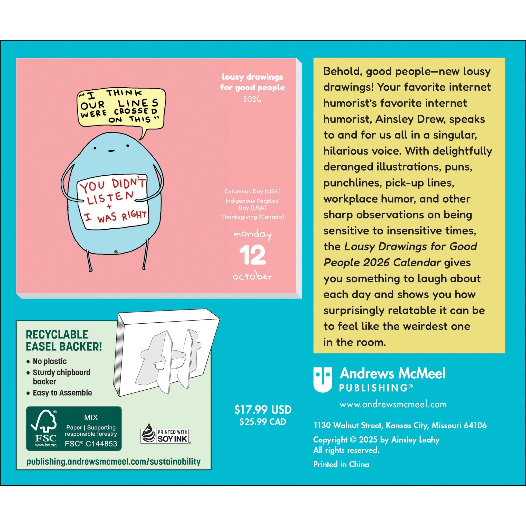 Calendrier 2026 « Dessins ratés pour les gens bien » - Disponible uniquement en ligne