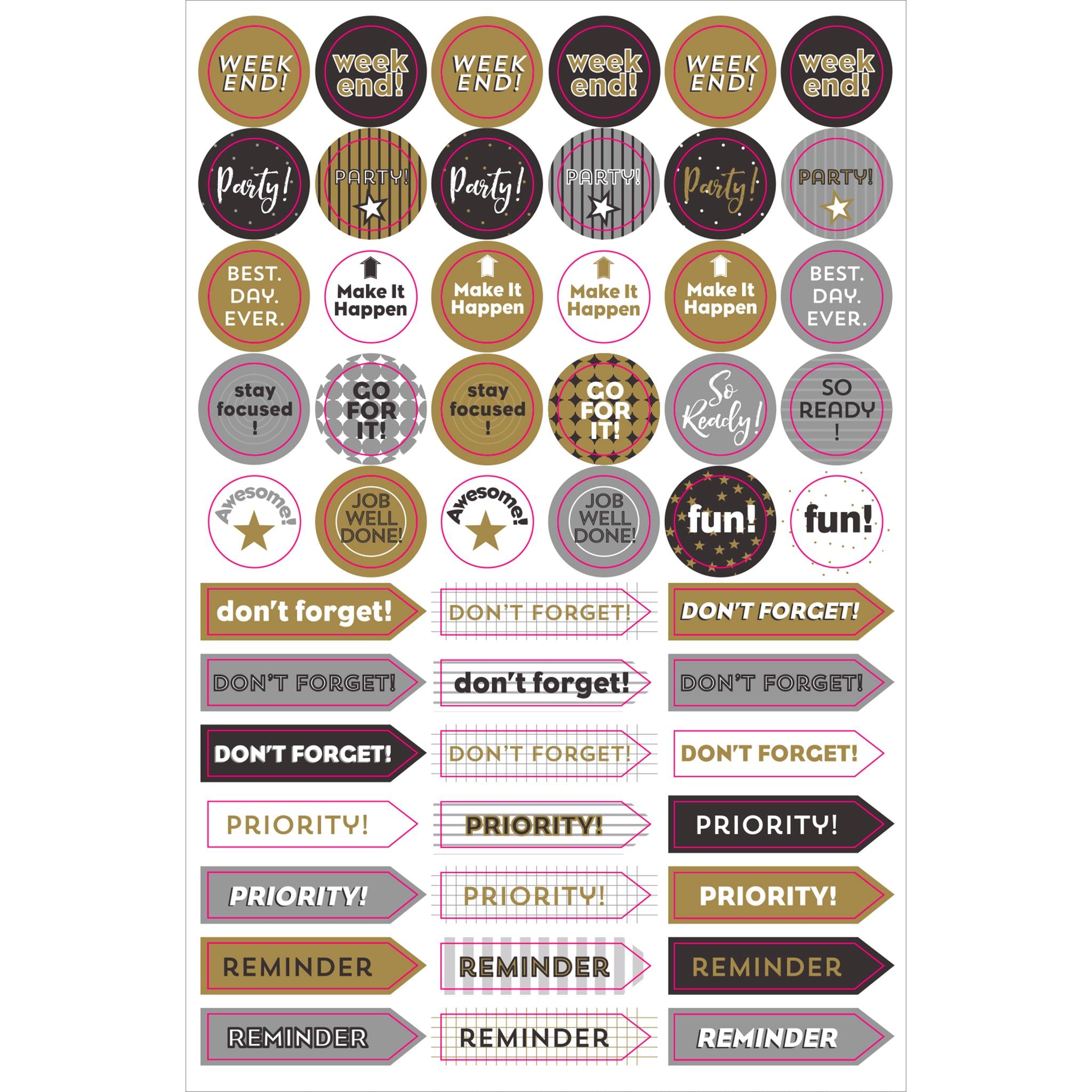 Black and Gold Essentials Planner Stickers - Online Only