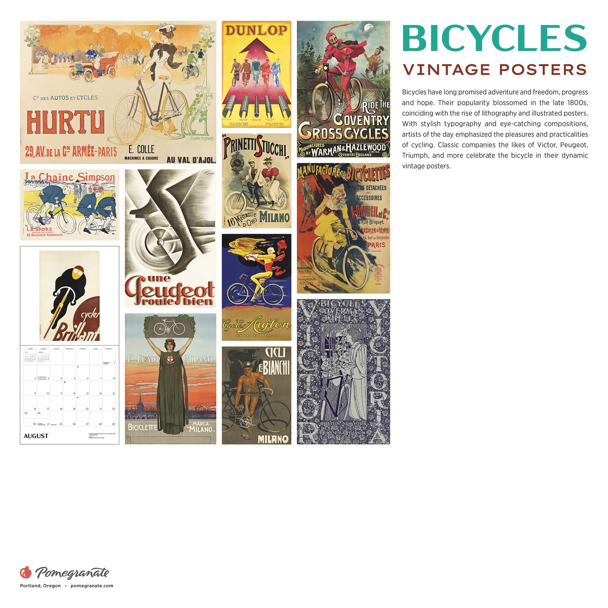 Calendrier mural 2026 avec affiches vintage de vélos - Disponible uniquement en ligne
