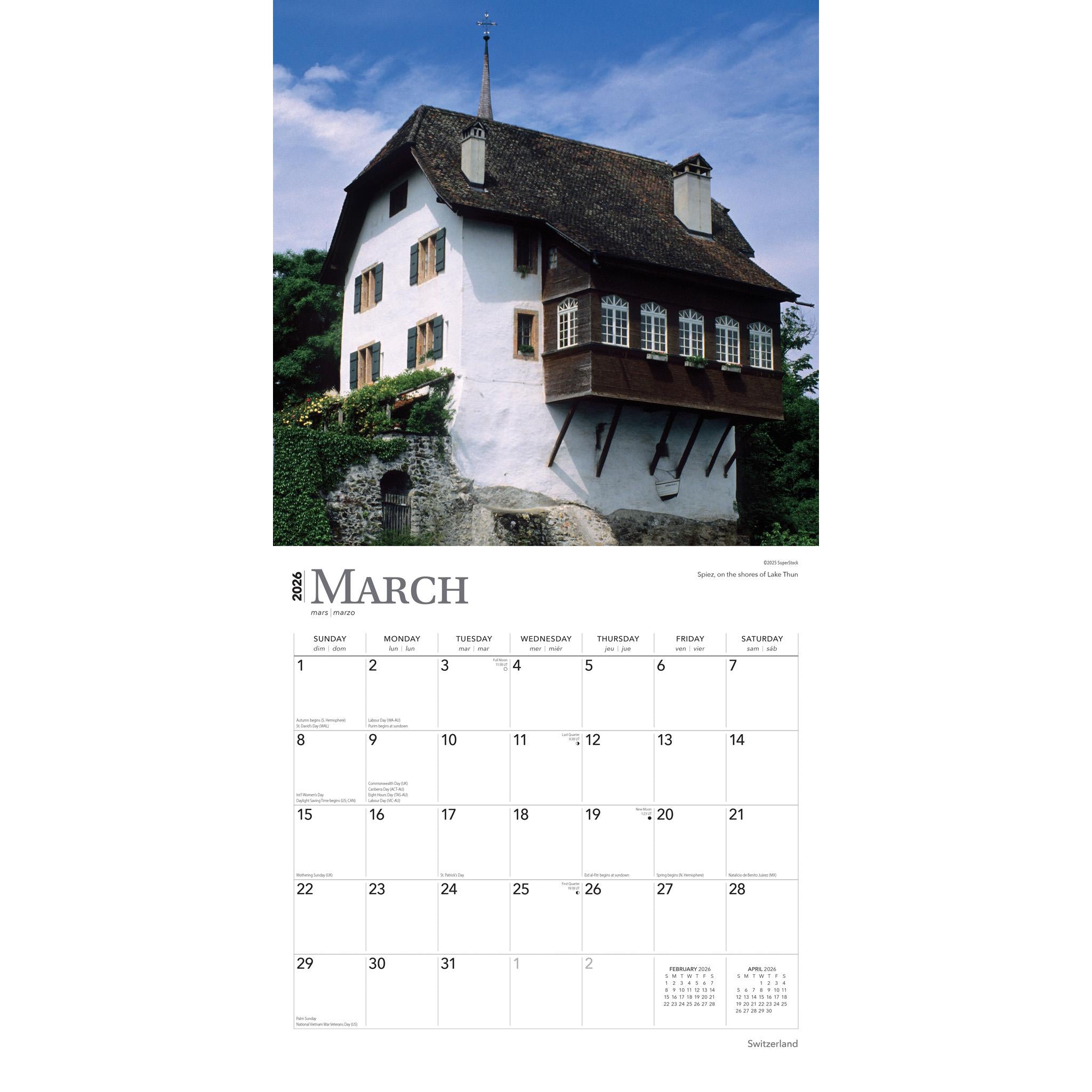 Calendrier mural Suisse 2026