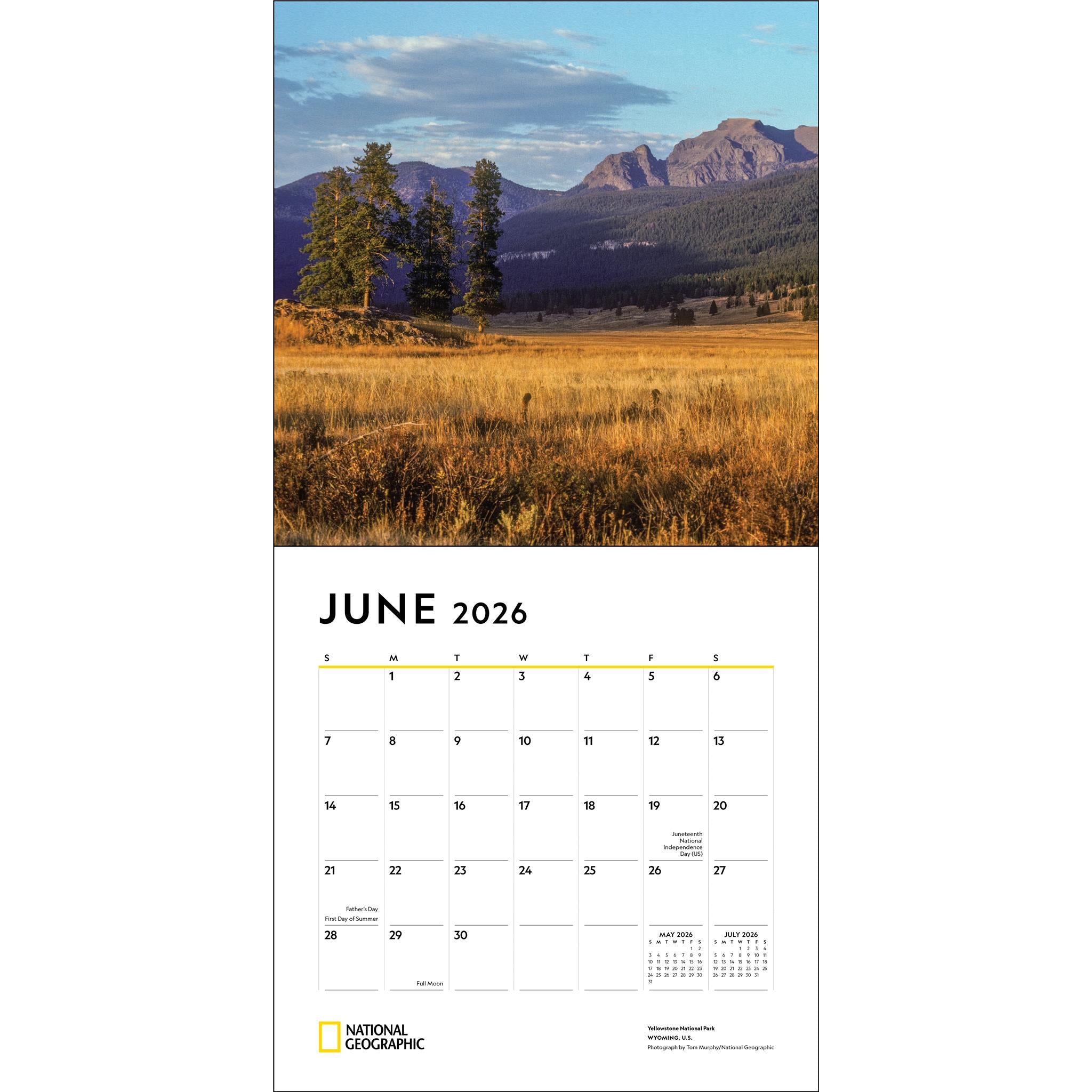Calendrier mural National Geographic Parcs nationaux 2026 - Disponible uniquement en ligne