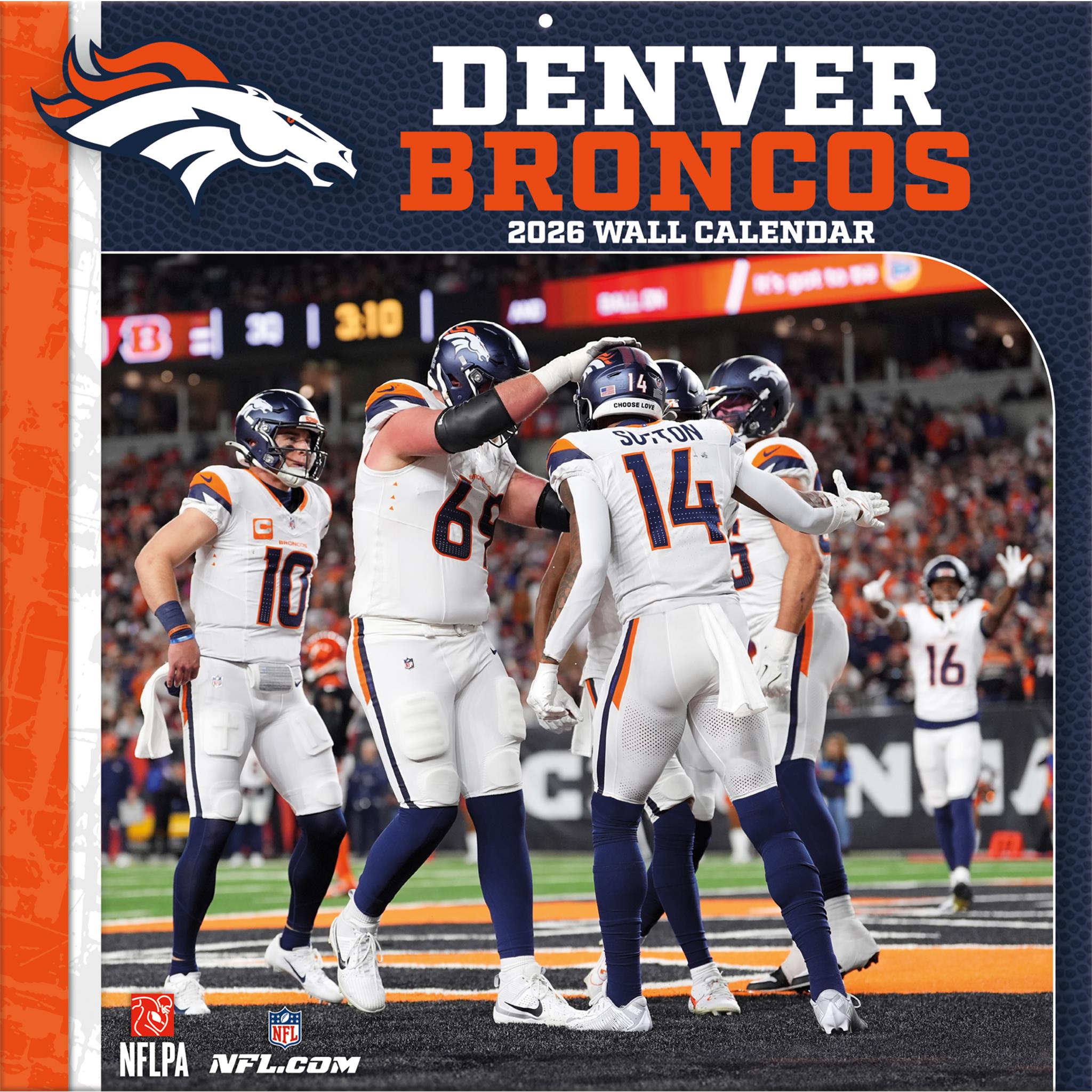 Calendrier mural NFL Denver Broncos 2026 - Disponible uniquement en ligne