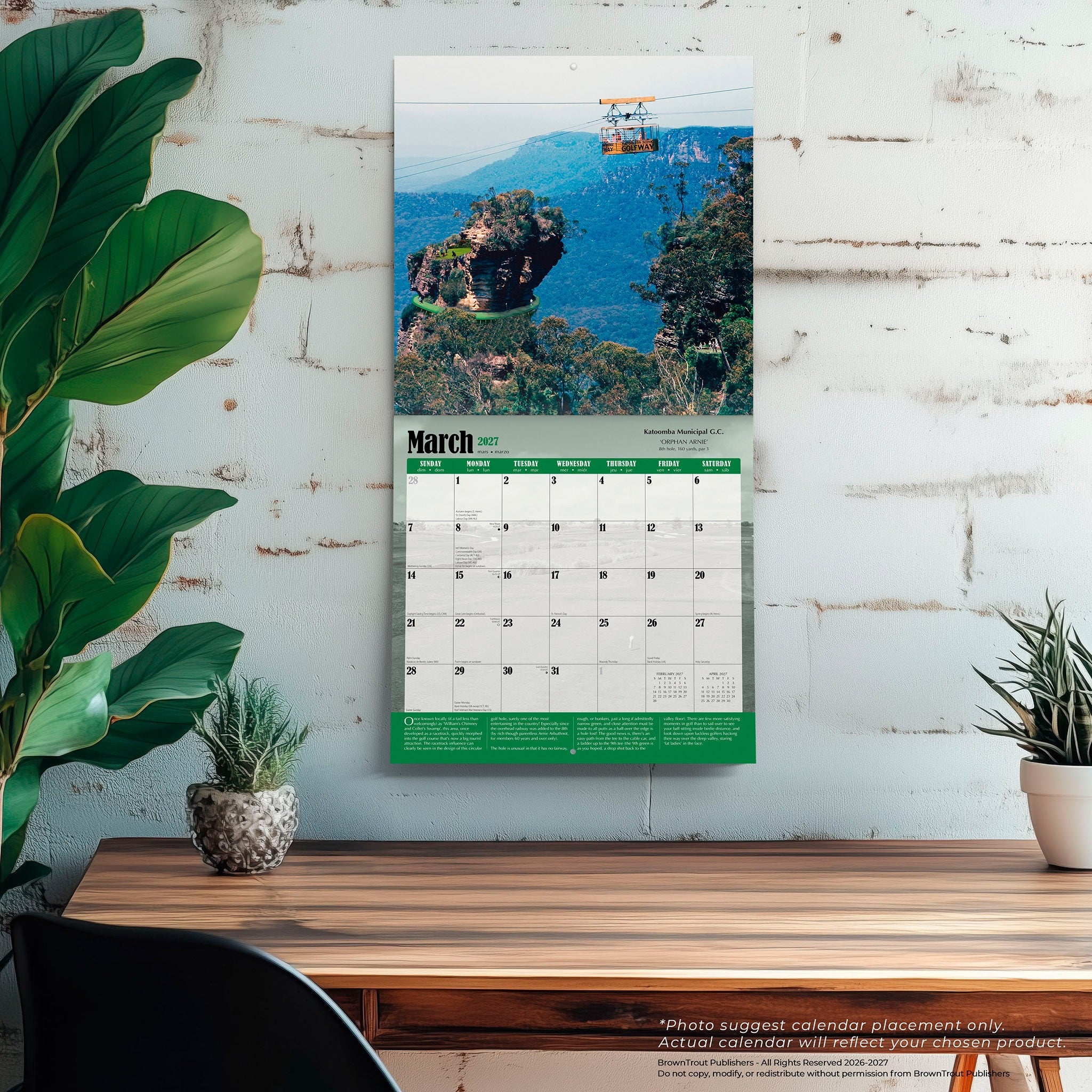 World's Toughest Golf Holes 2027 Wall Calendar
