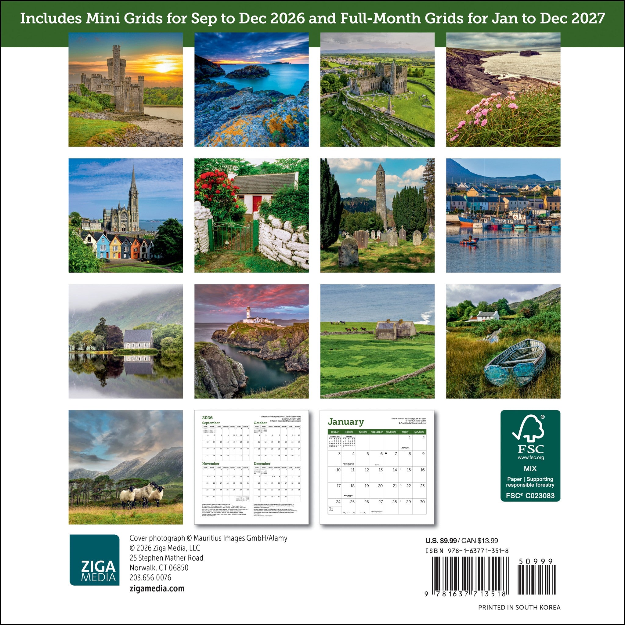 Irlande 2027 Mini Calendrier