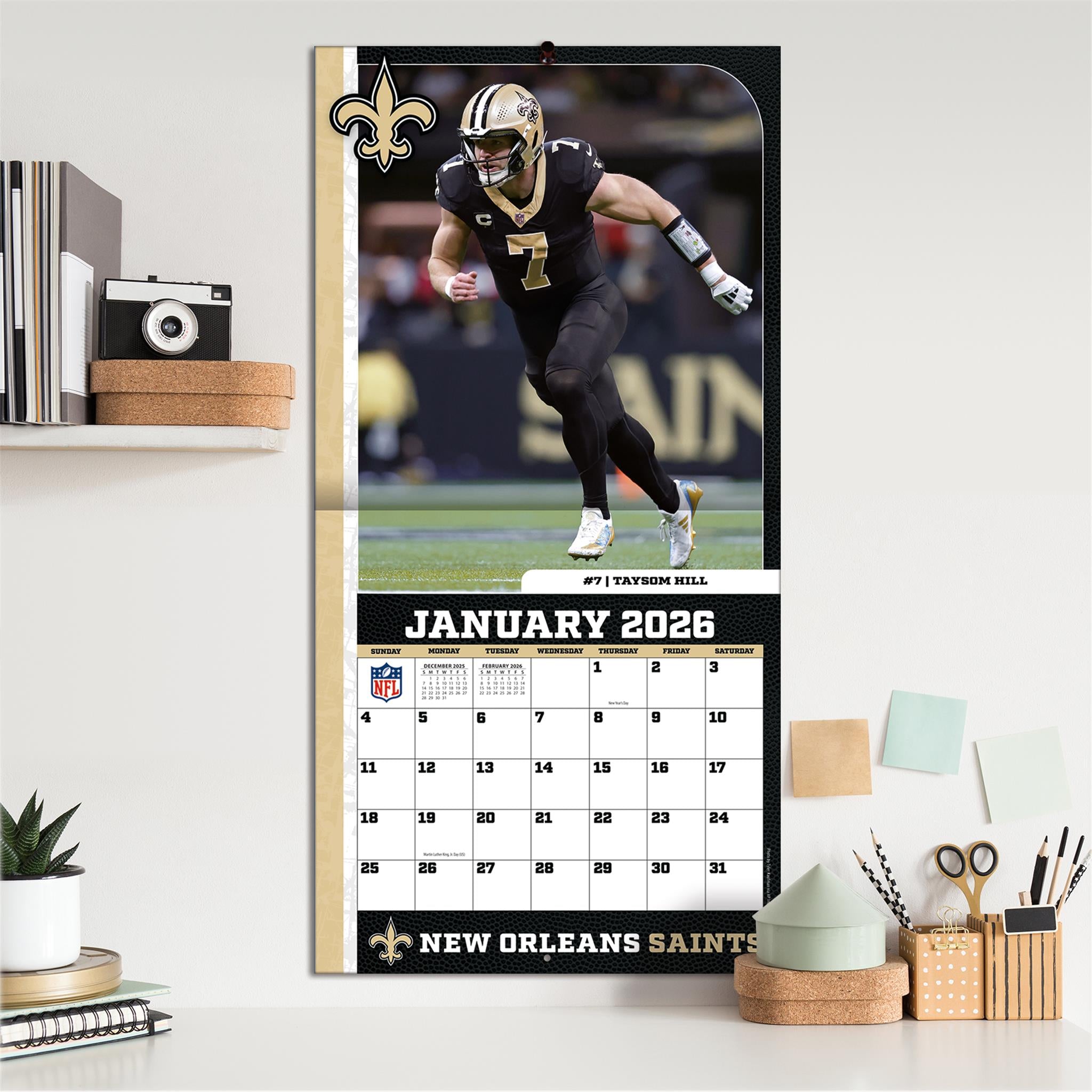 Calendrier mural 2026 des Saints de la Nouvelle-Orléans (NFL)