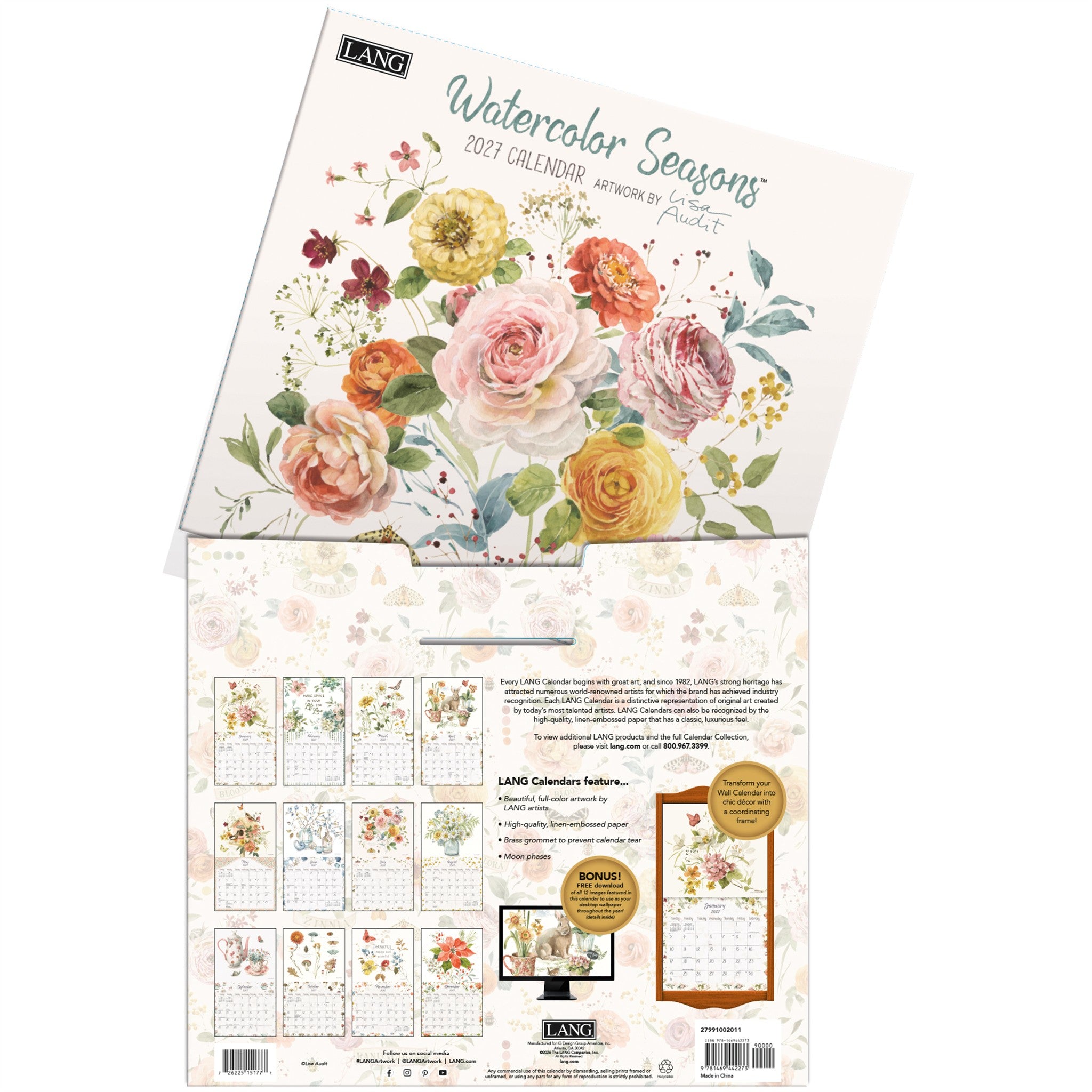 Watercolor Seasons 2027 Wall Calendar - Online Only