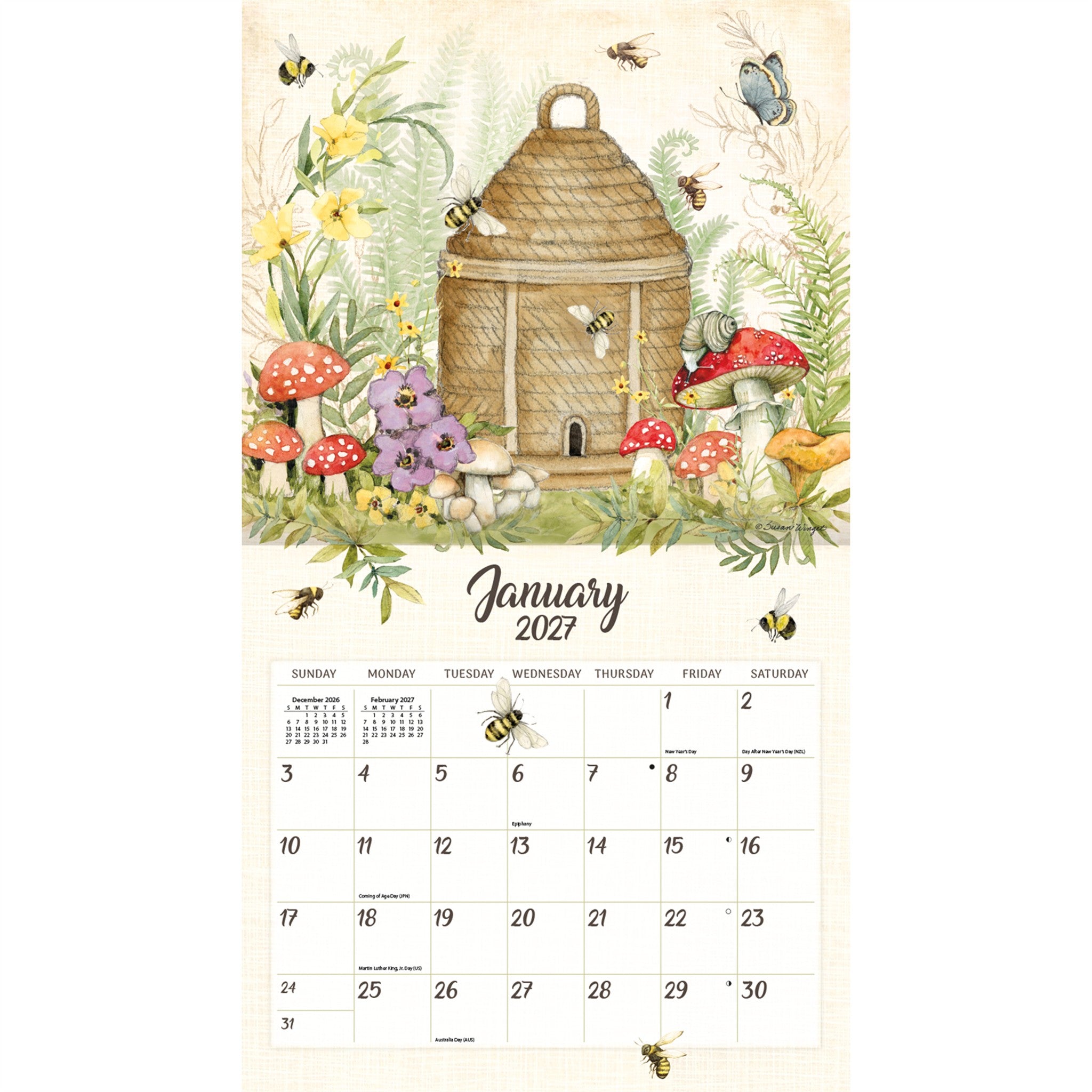 Bees In Bloom Special Edition with Print 2027 Wall Calendar