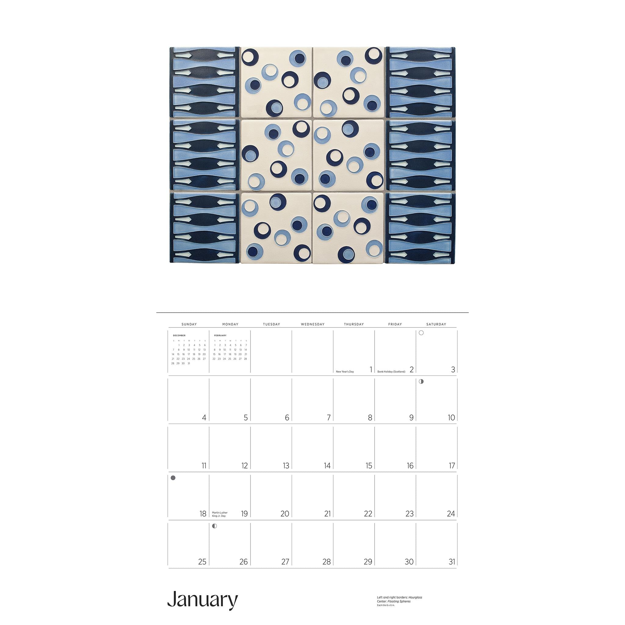 Calendrier mural Arts and Crafts Tiles 2026 - Disponible uniquement en ligne