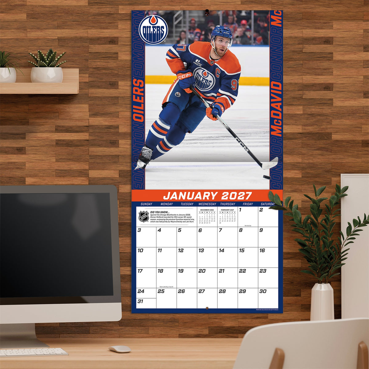 NHL Connor McDavid Edmonton Oilers Calendrier Mural 2027