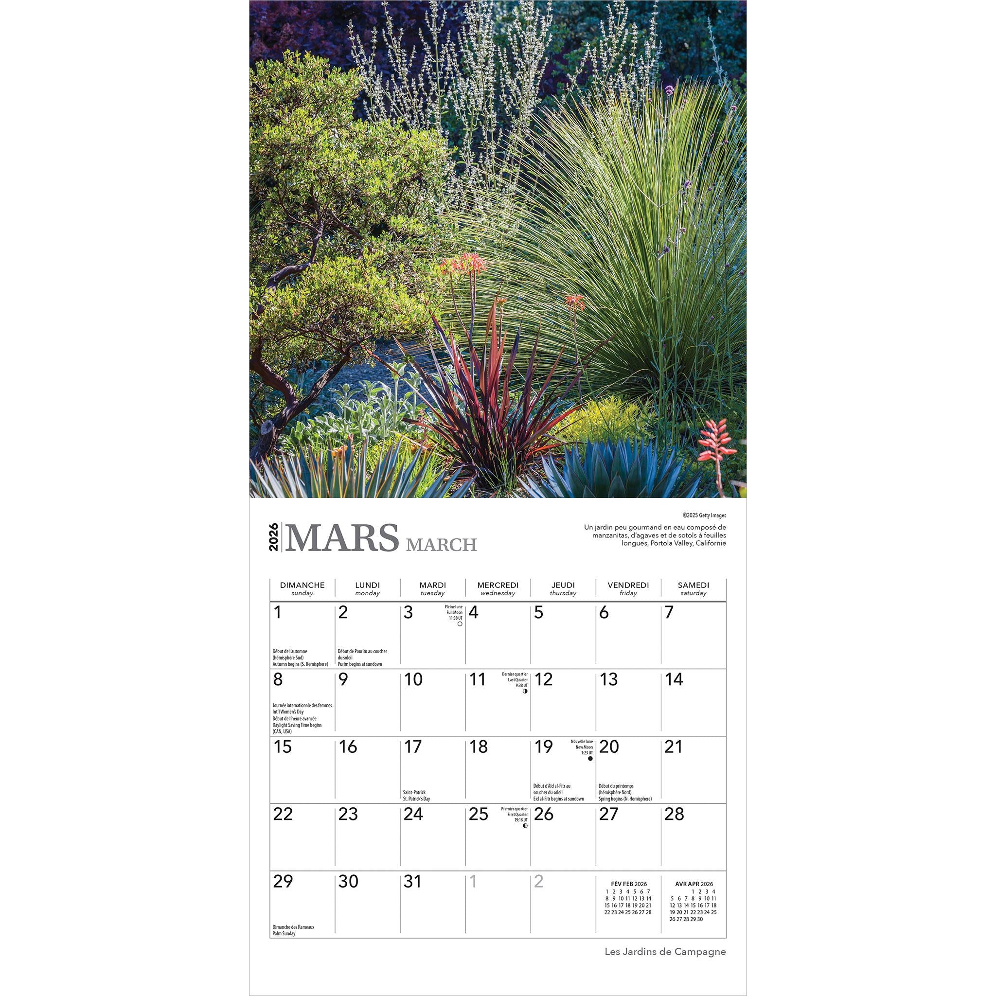Les Jardins De Campagne 2026 Mini Calendar (French)