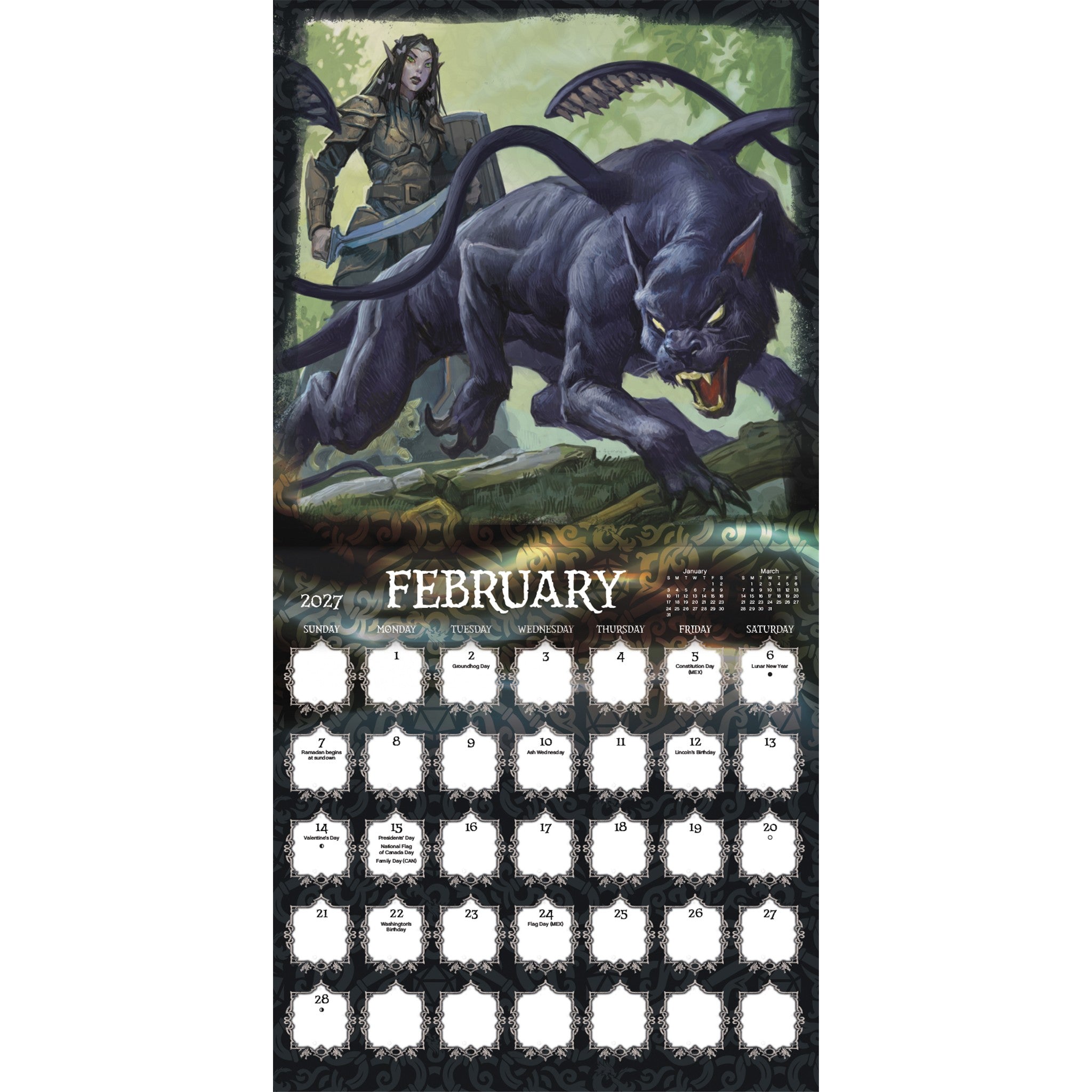 Calendrier mural Donjons et Dragons Classique 2027 - En ligne uniquement