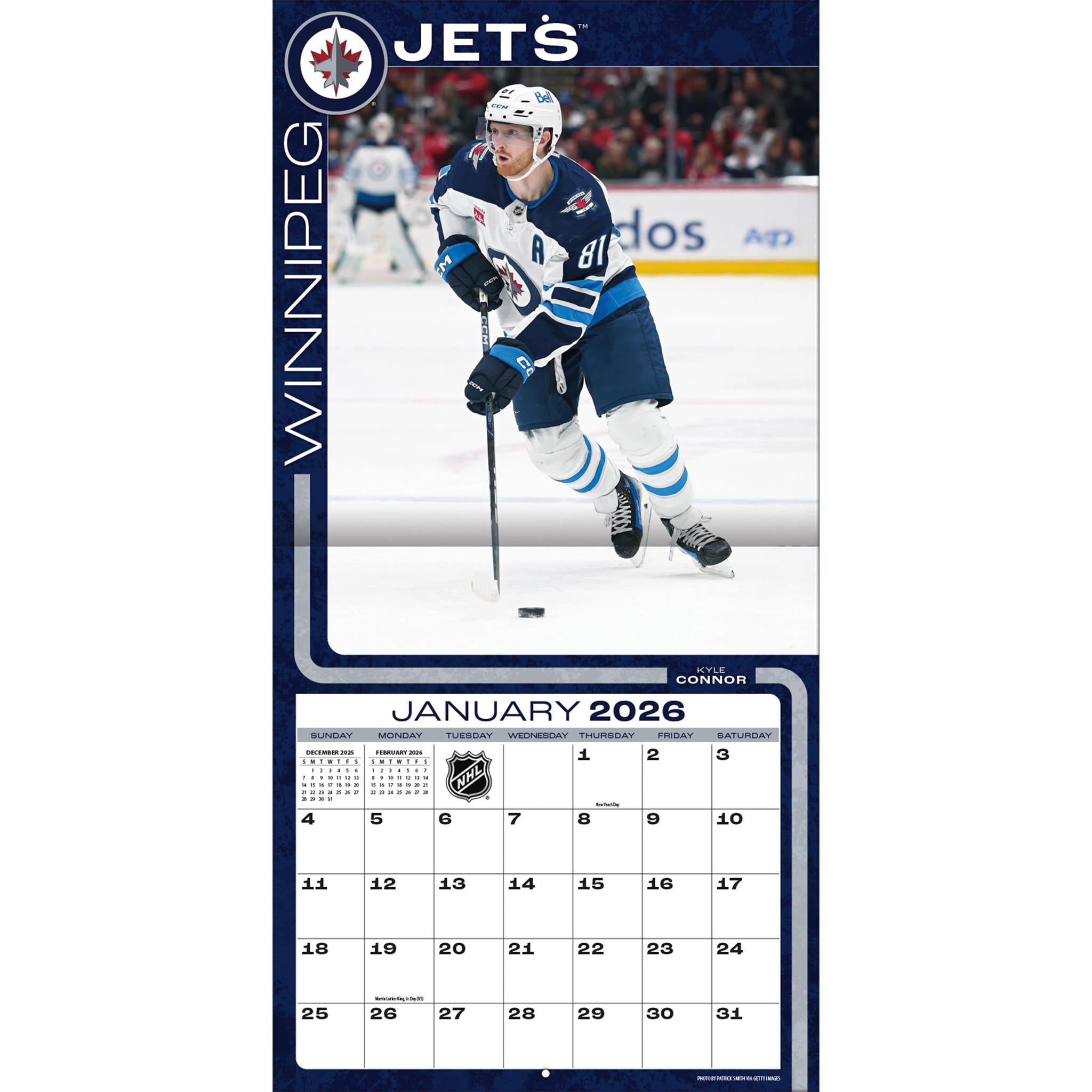Calendrier mural 2026 des Jets de Winnipeg (LNH) - Disponible uniquement en ligne