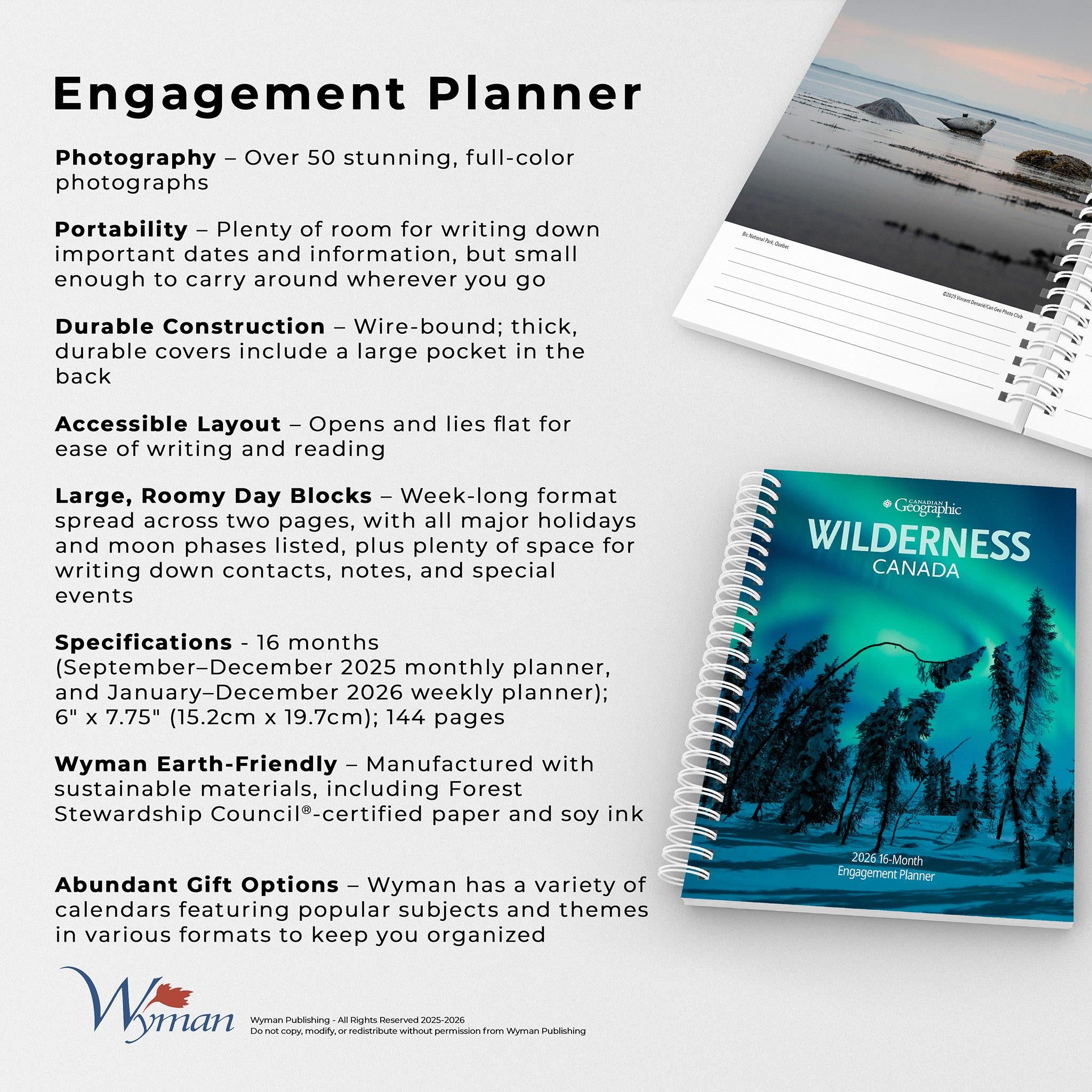 Canadian Geographic Wilderness Canada 2026 Engagement Calendar