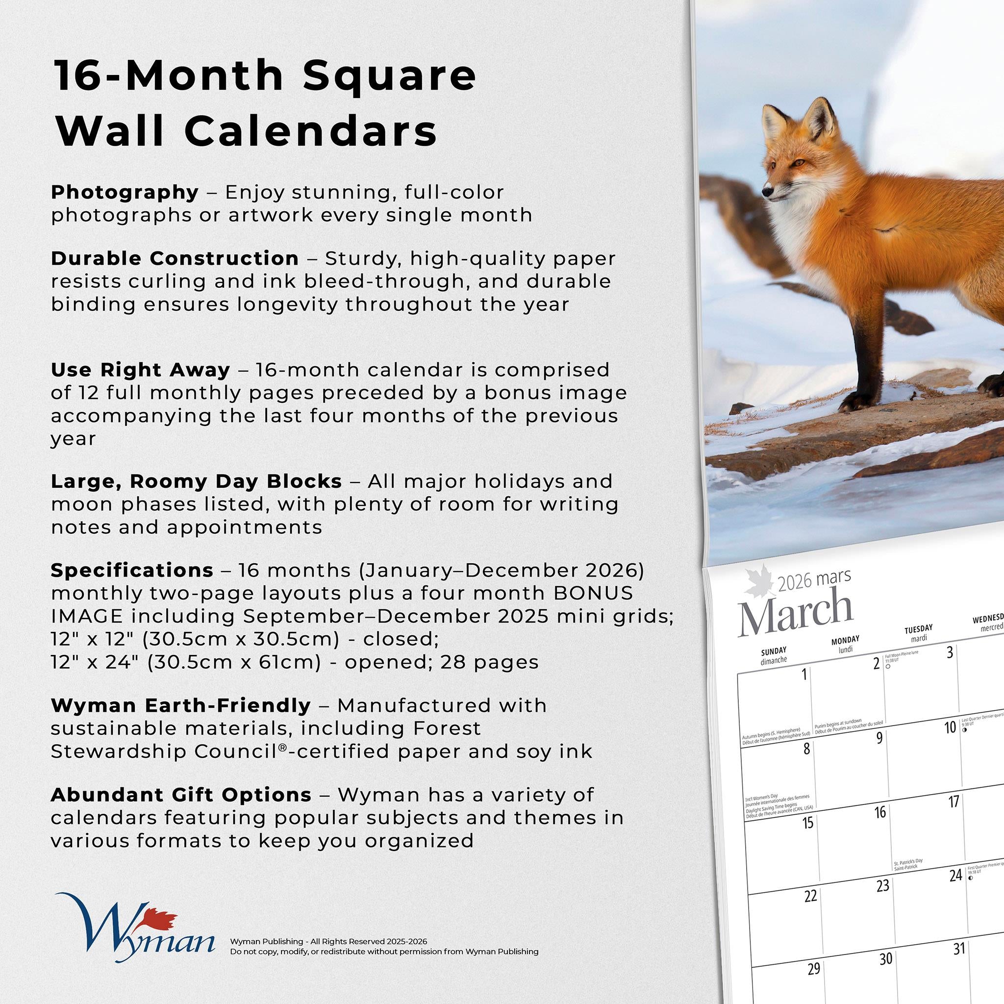 Canadian Wilderness 2026 Wall Calendar - Online Only