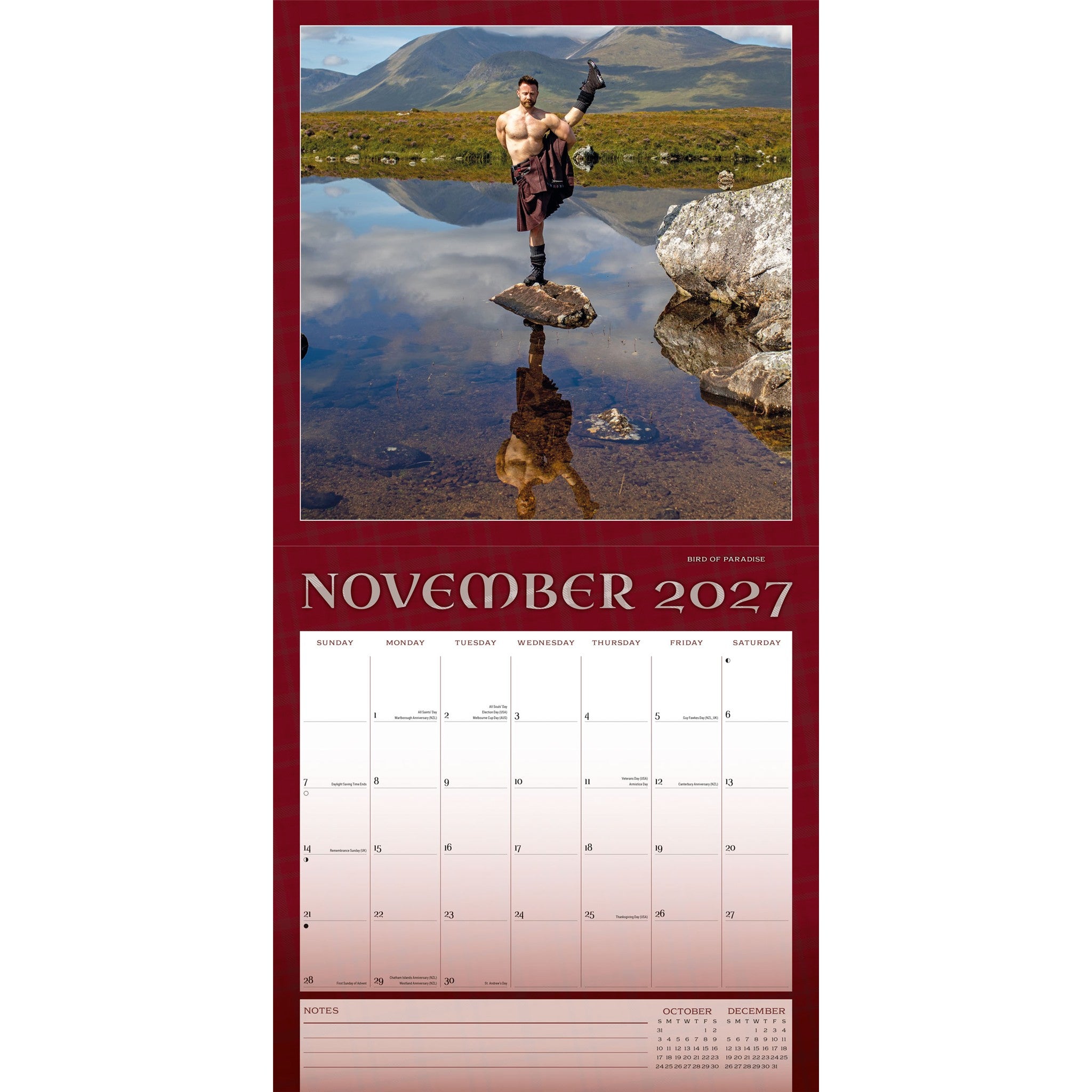 Calendrier mural Kilted Yoga 2027
