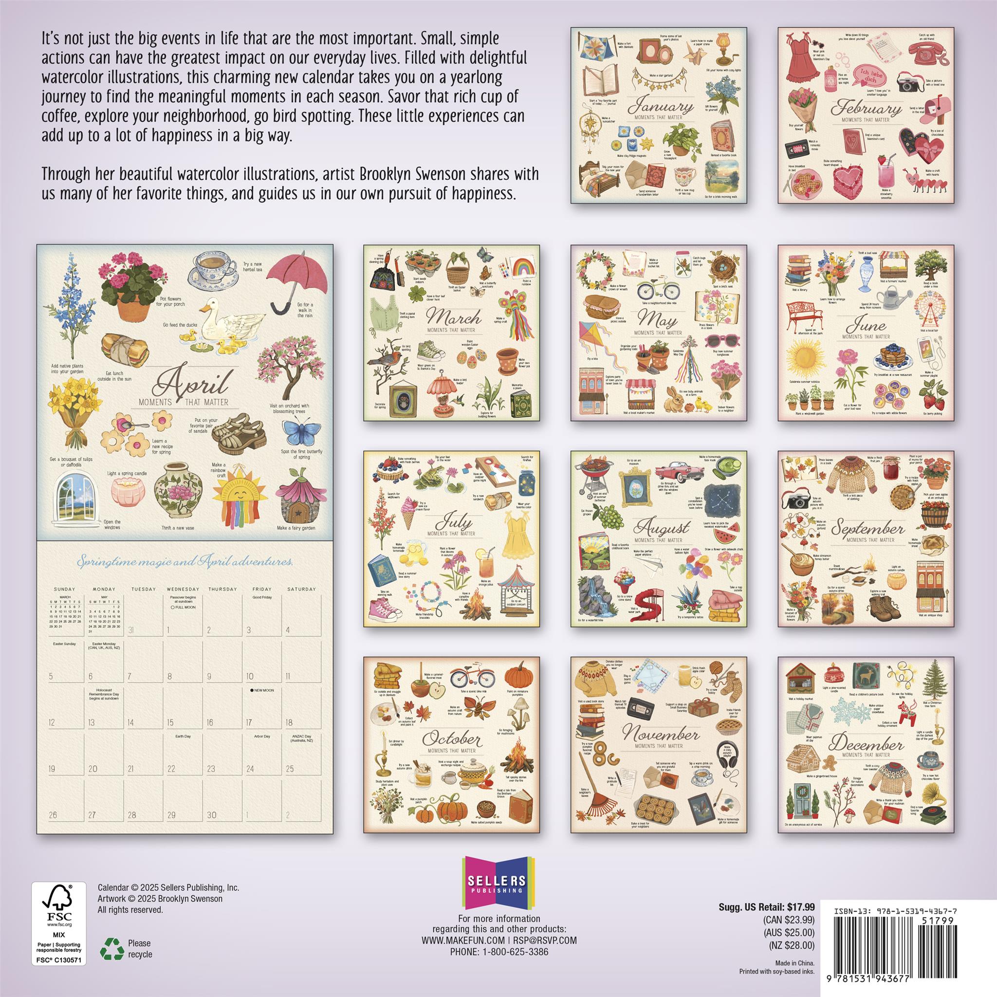 Calendrier mural 2026 « Moments importants » - Disponible uniquement en ligne