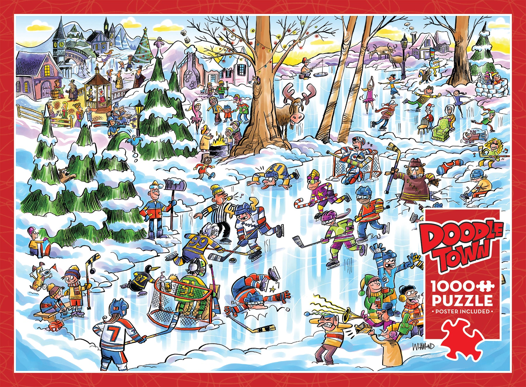 Puzzle DoodleTown Hockey Town de 1000 pièces