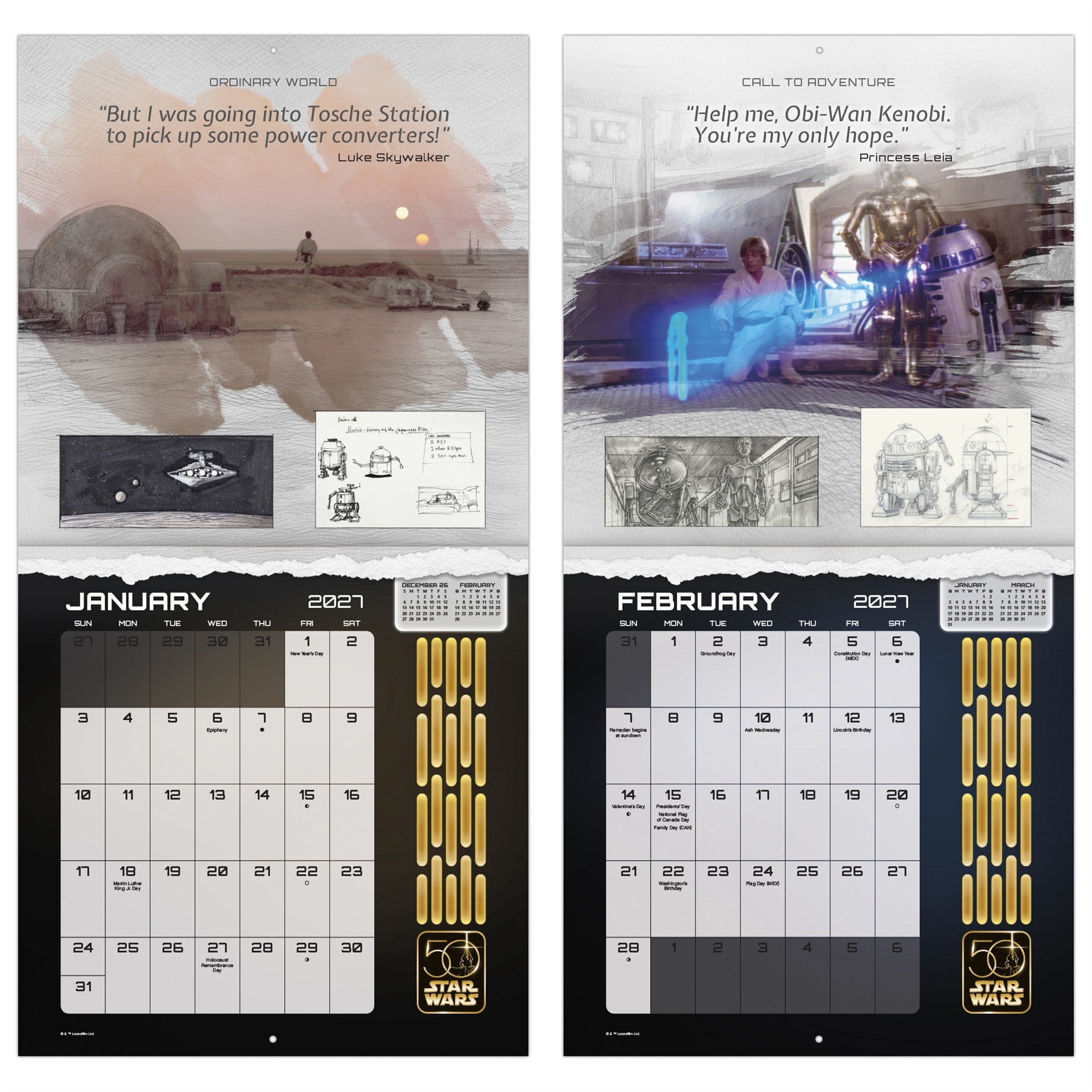Star Wars 50th Anniversary Collector's Edition 2027 Wall Calendar