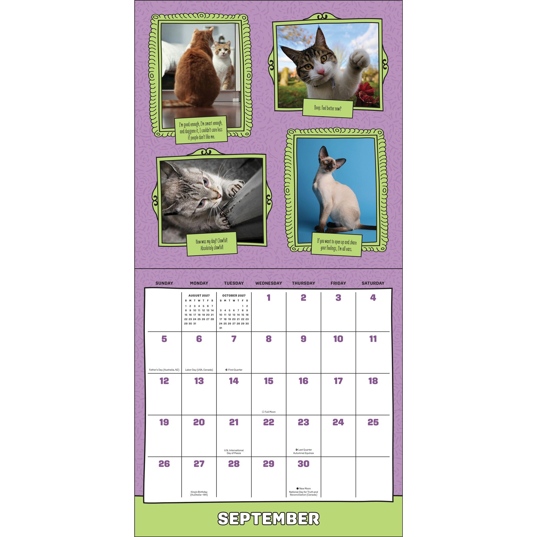 Calendrier mural 2027 : Les chats sont plus économiques qu'une thérapie