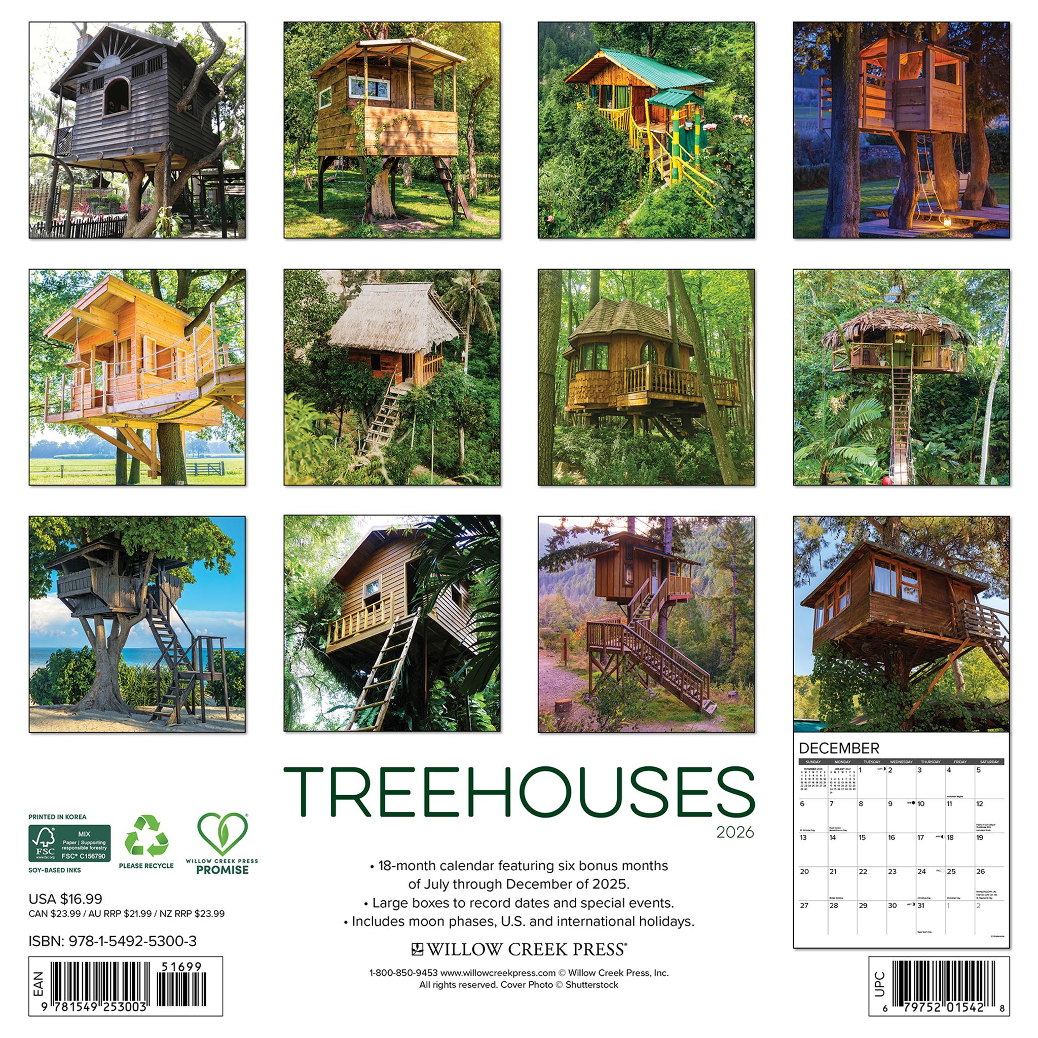 Treehouses 2026 Wall Calendar