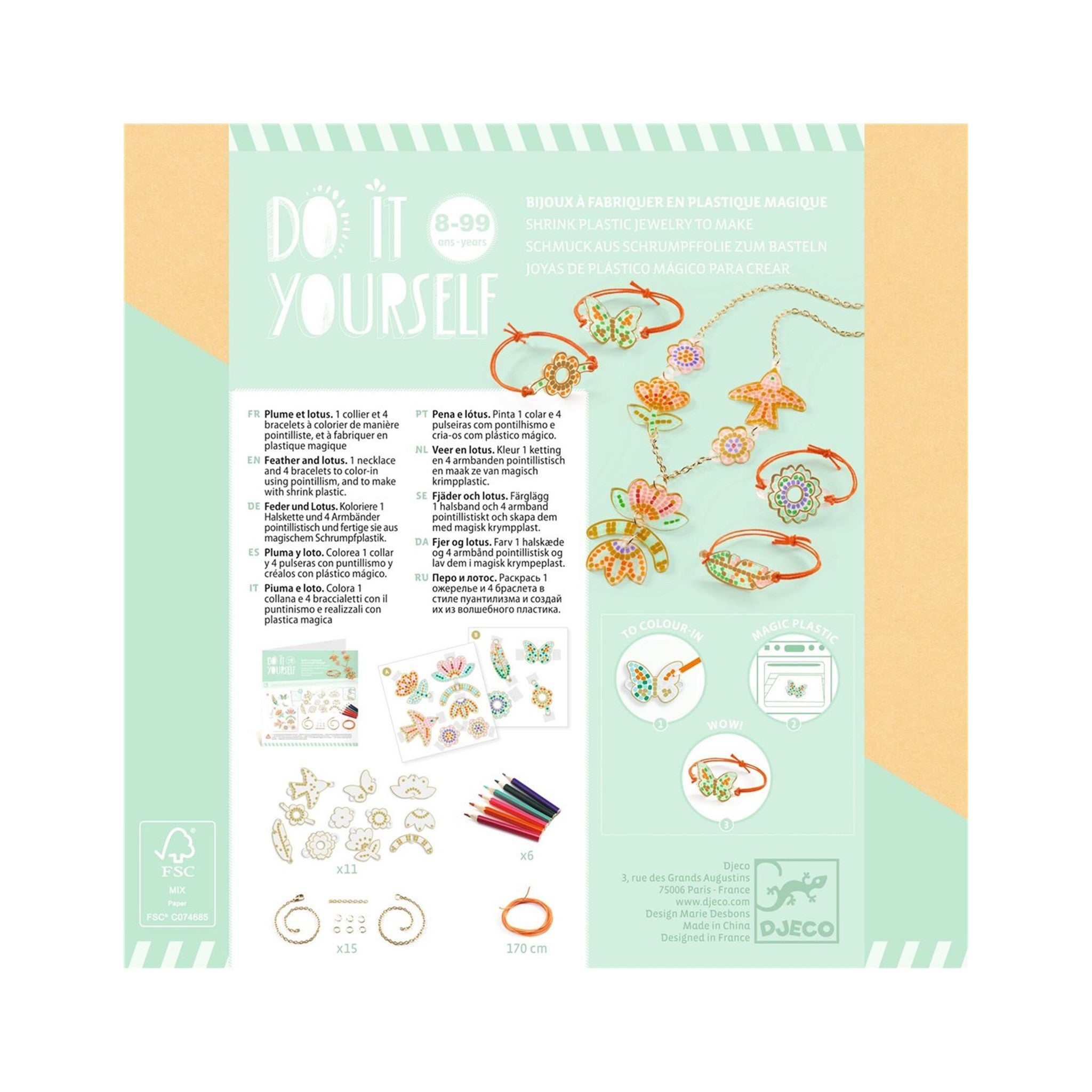 Feather and Lotus Shrink Plastic Jewelry DIY